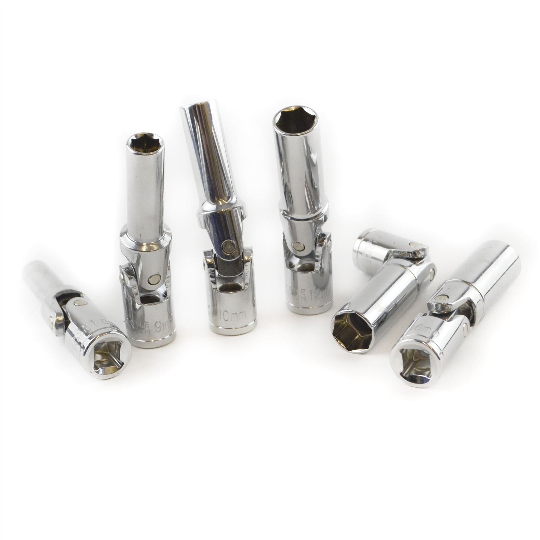 3/8 Zoll Dr Glühkerzen-Steckschlüsselsatz, 6-teilig, 8–16 mm, flexibles Steckgelenk, drehbar, TE911