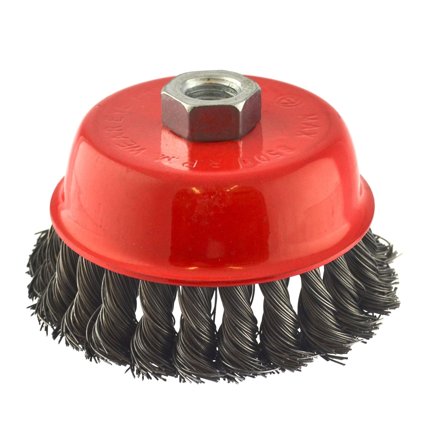 Brosse coupelle métallique 100 mm pour meuleuse d'angle 7" ou 9" à nœud torsadé