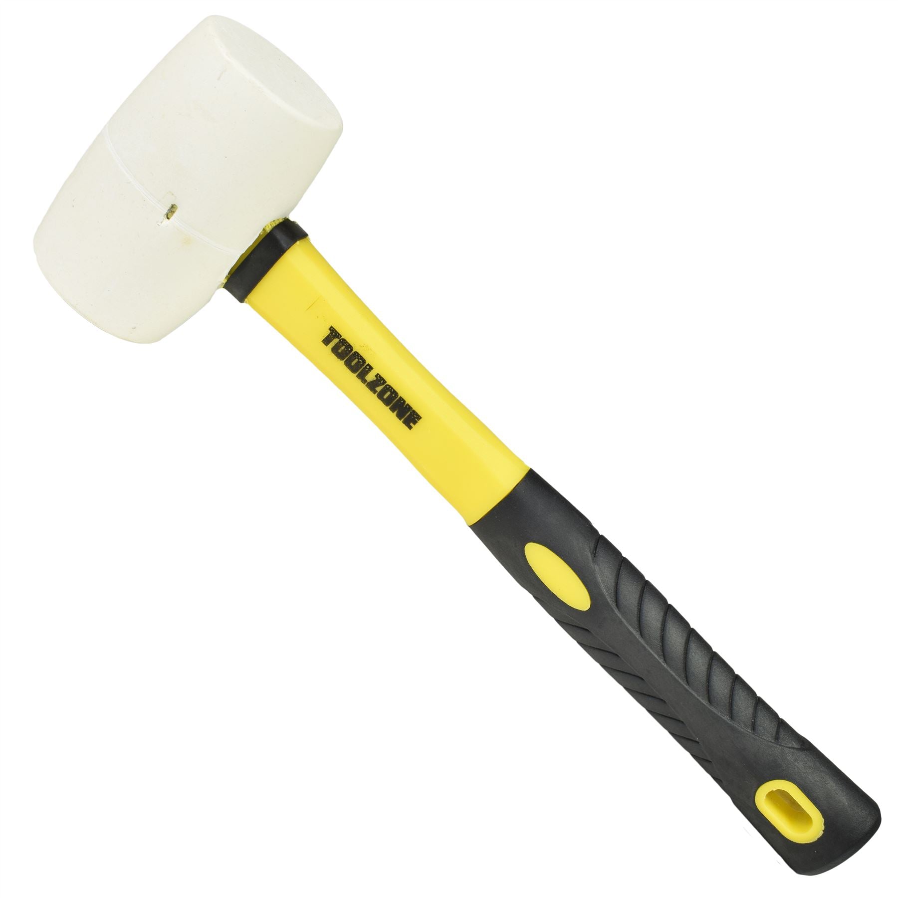 16oz White Rubber Mallet Non Marking Hammer With Fibreglass Handle Shaft