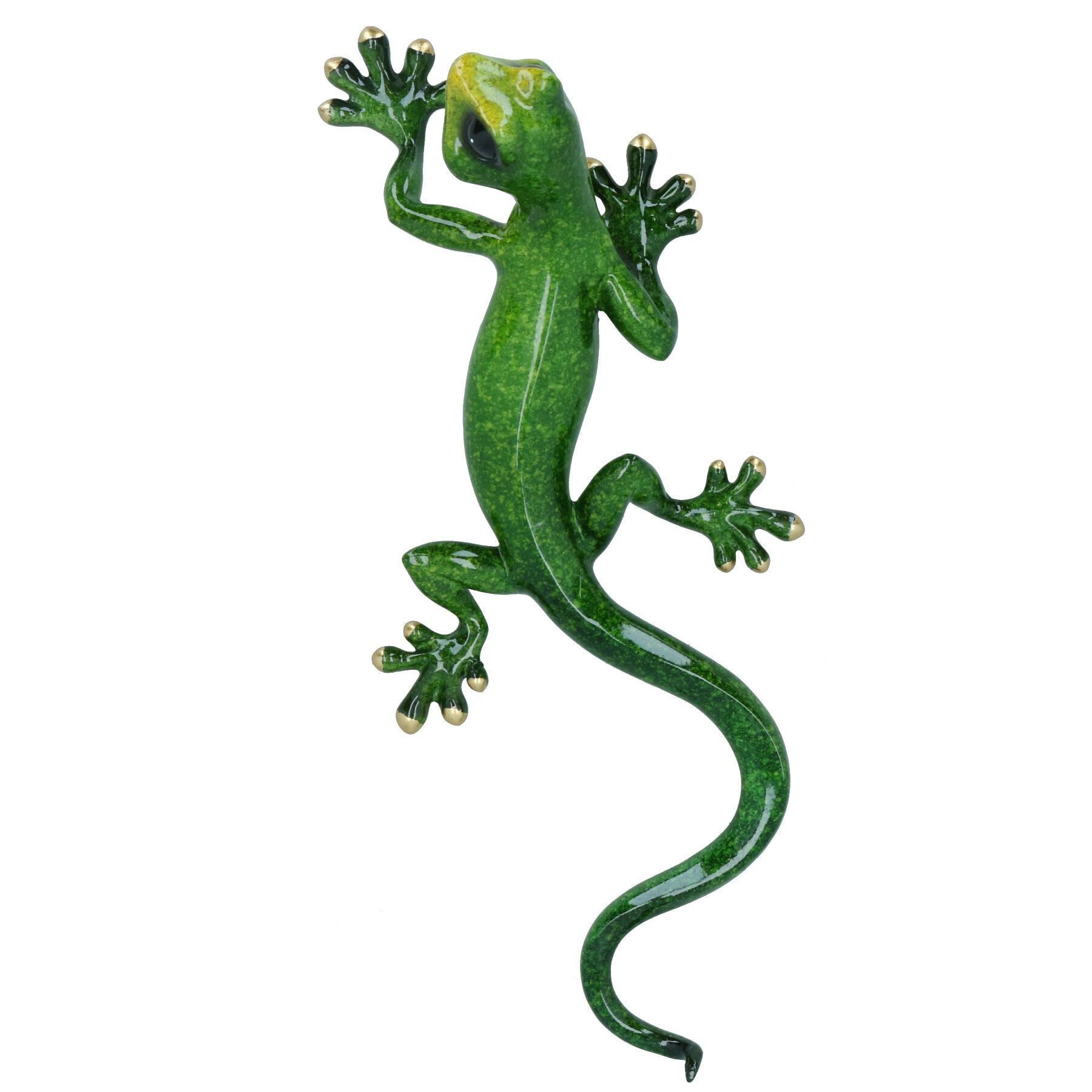 Grün gesprenkelt Gecko Eidechse Harz Wand Schuppen Skulptur Statue Haus voller Set