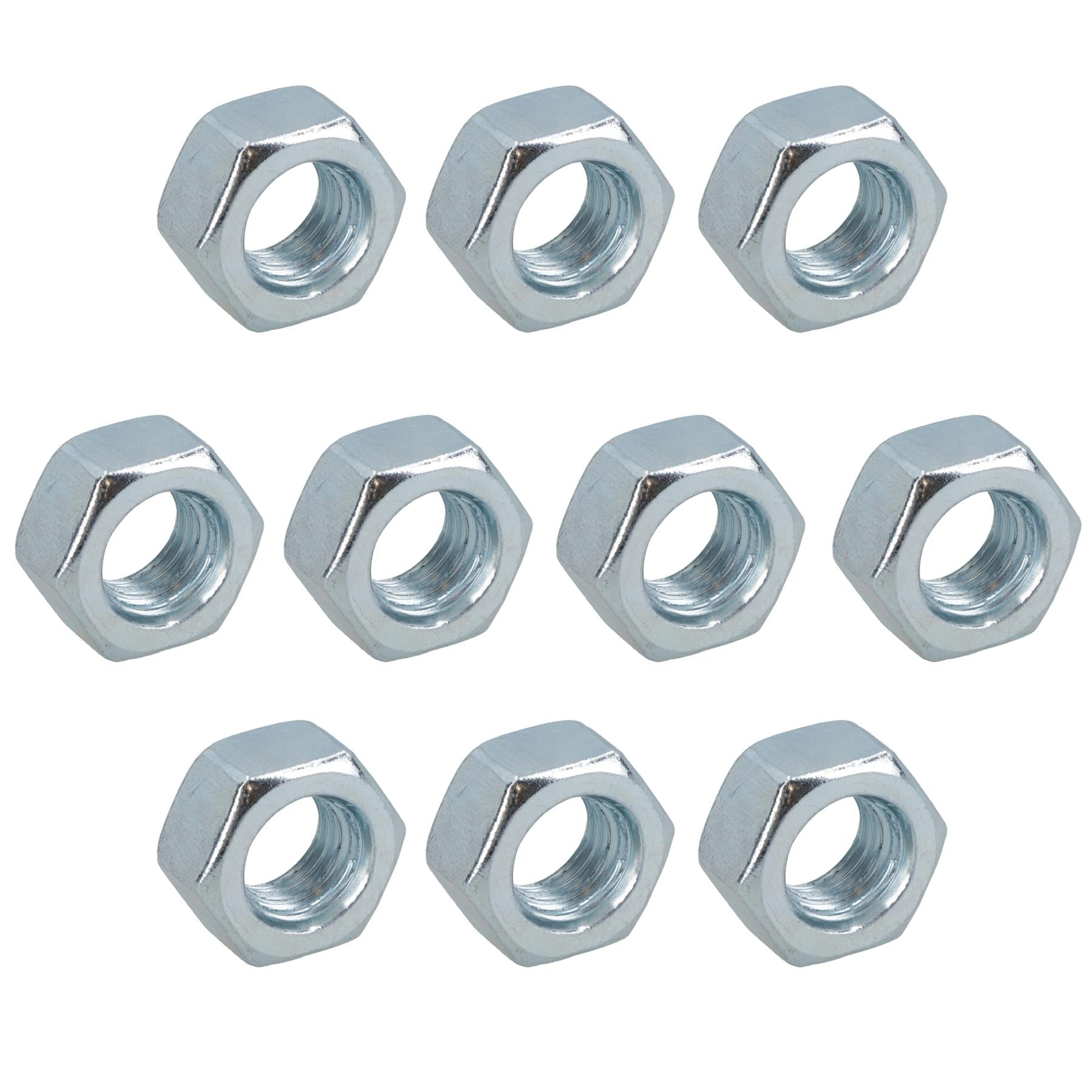 M12 x 1.75mm Hex Full Nut Fastener Hexagonal Metric Nuts Grade 8 Zinc Plated