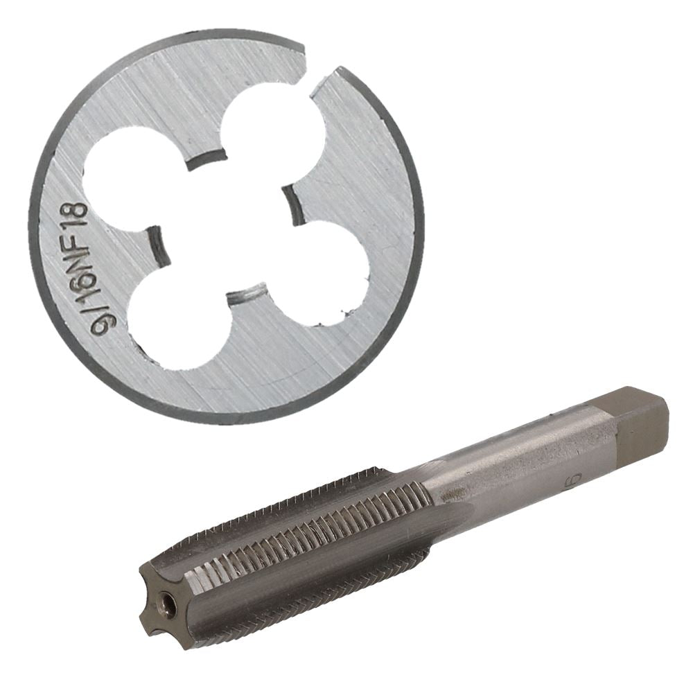 Taraud et filière UNF 1/4" - 5/8" en acier au tungstène et filière fendue 38 mm