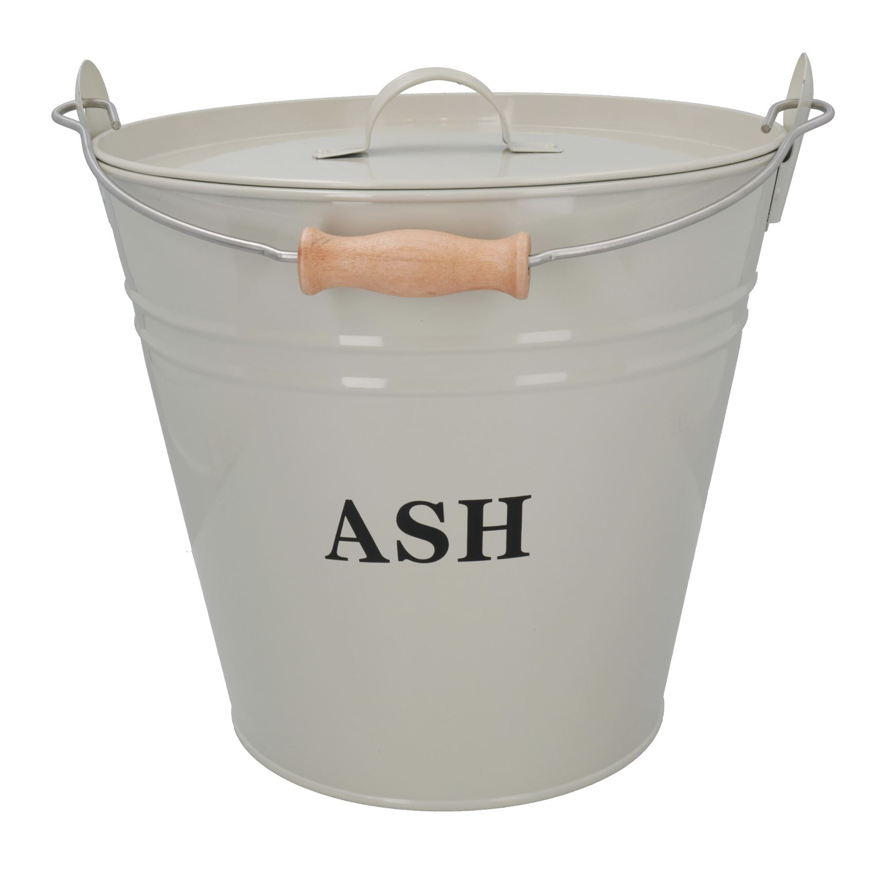 Coal Bucket & Lid Cream Metal Ash Tidy Bin Coal Carrier Fire Log Burner Kindling