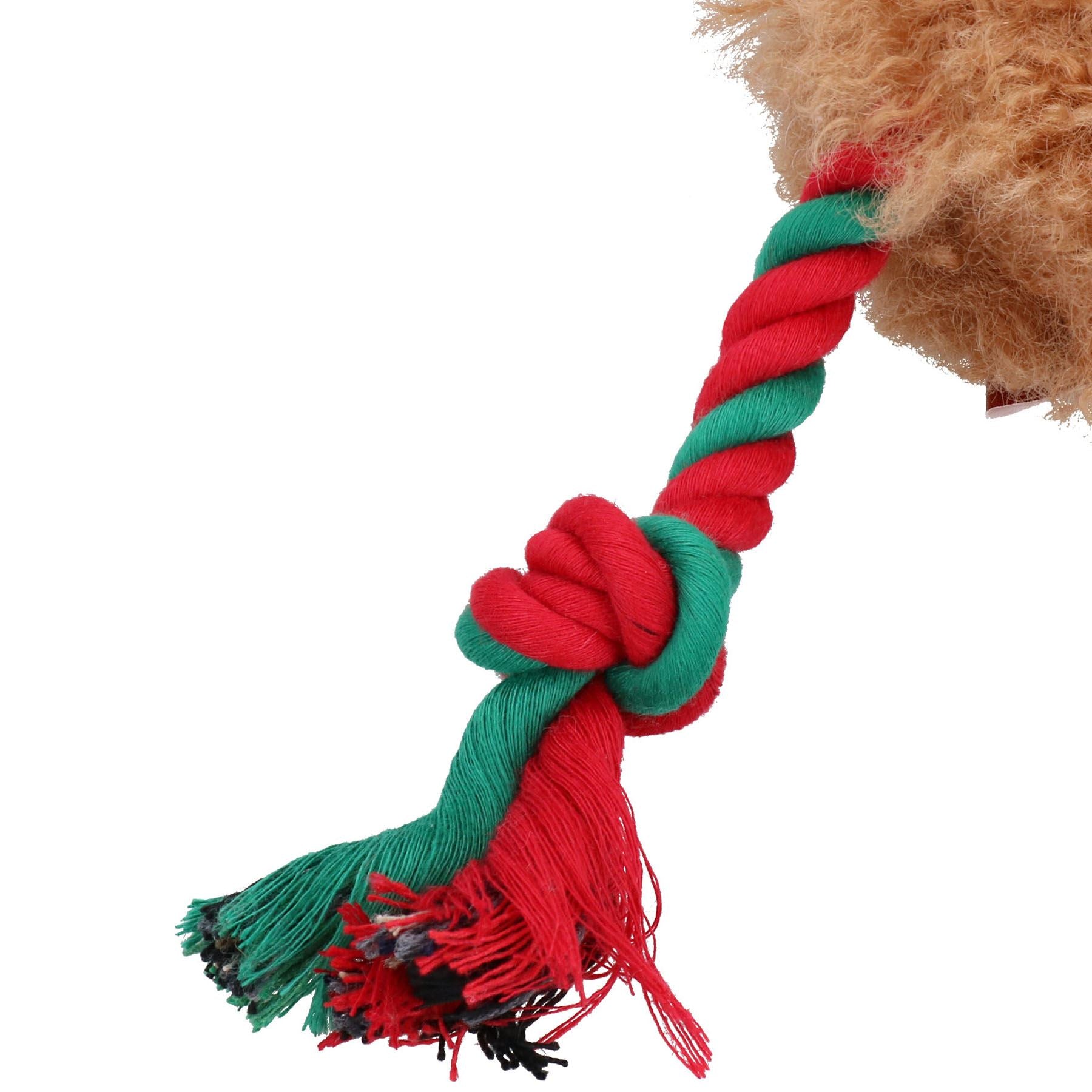 Weihnachtsgeschenk für Hunde, flauschiges Rentier und Weihnachtsmann, quietschendes Plüsch-Seilspielzeug-Paket