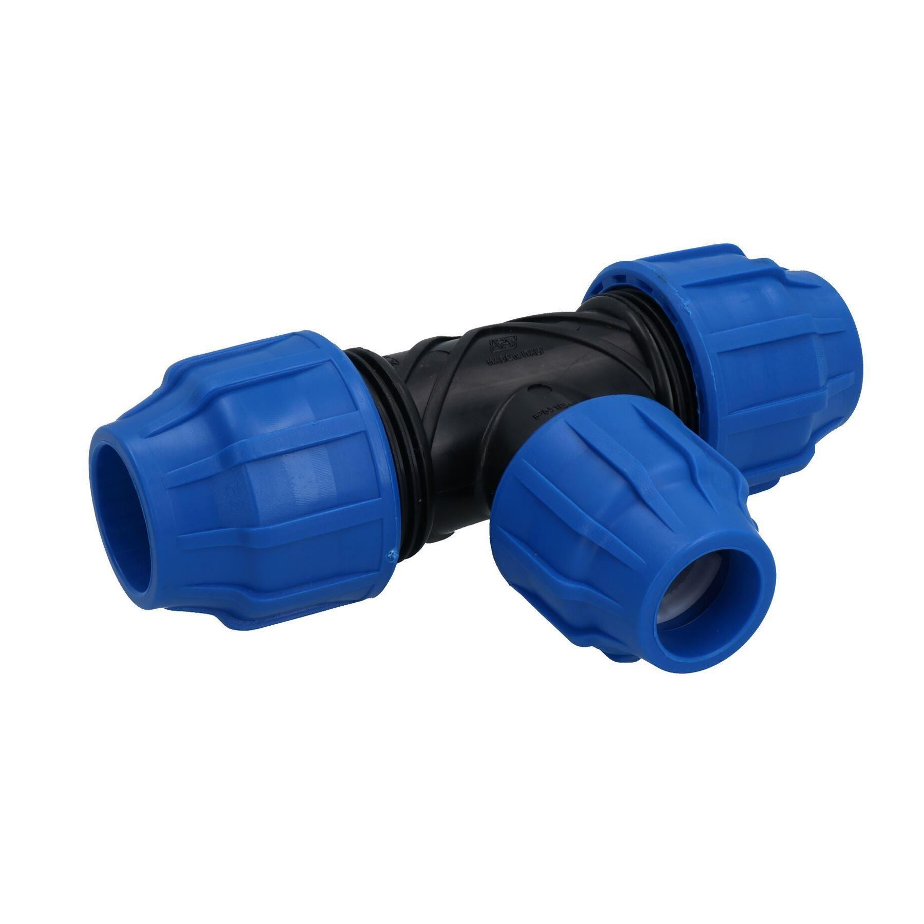 Raccord de tuyau d'eau en PEMD Raccord de raccord en T 20 mm x 20 mm x 20 mm
