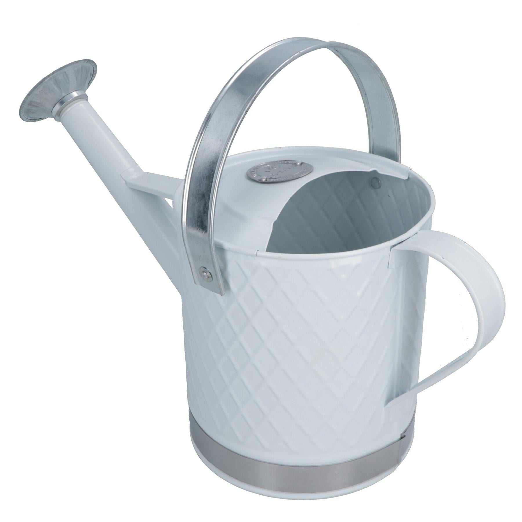 3L Watering Can White Steel Metal Water Greenhouse Garden Plants Home
