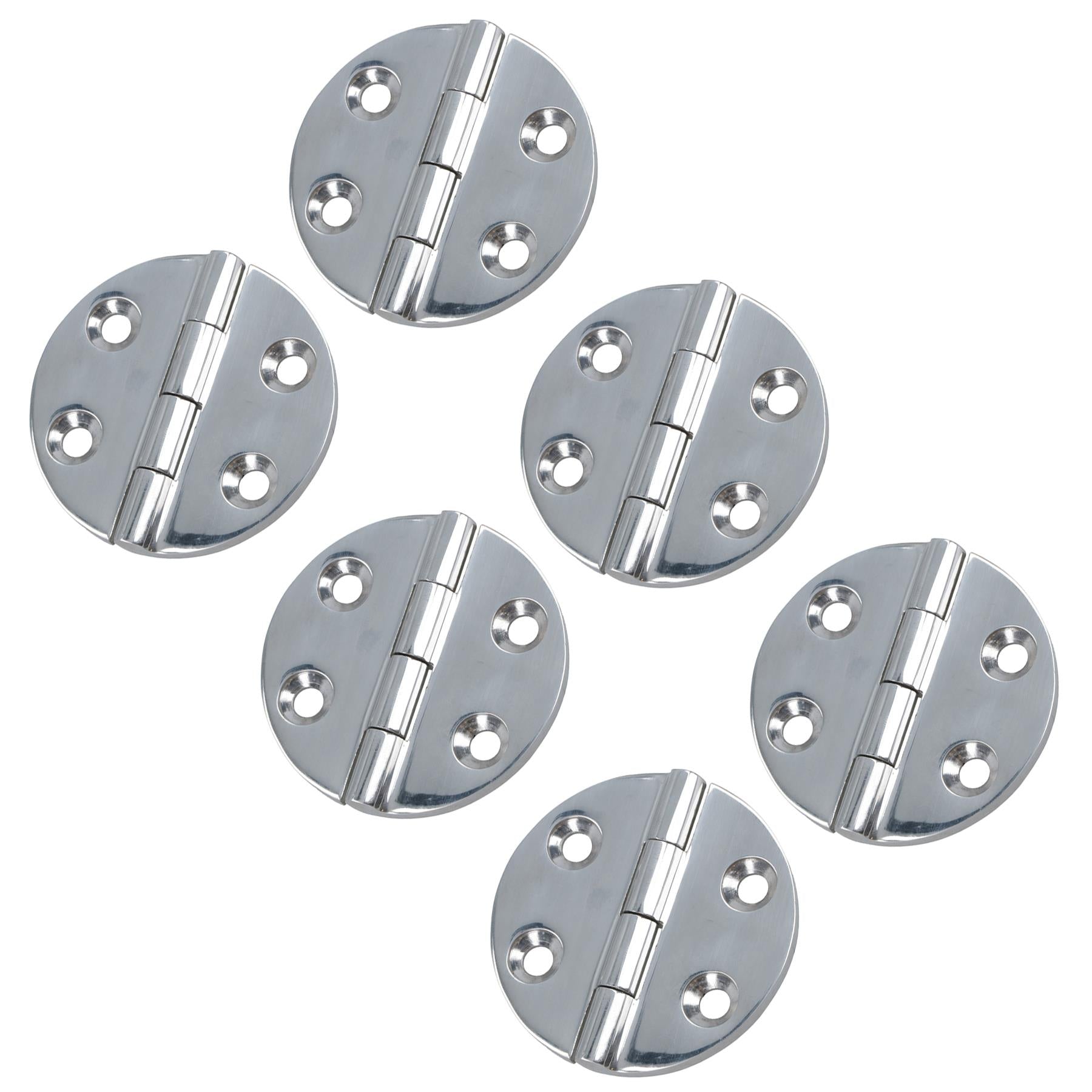 Polished Door Circular Hinge Stainless Steel 64mm diameter 316 Marine Cabin