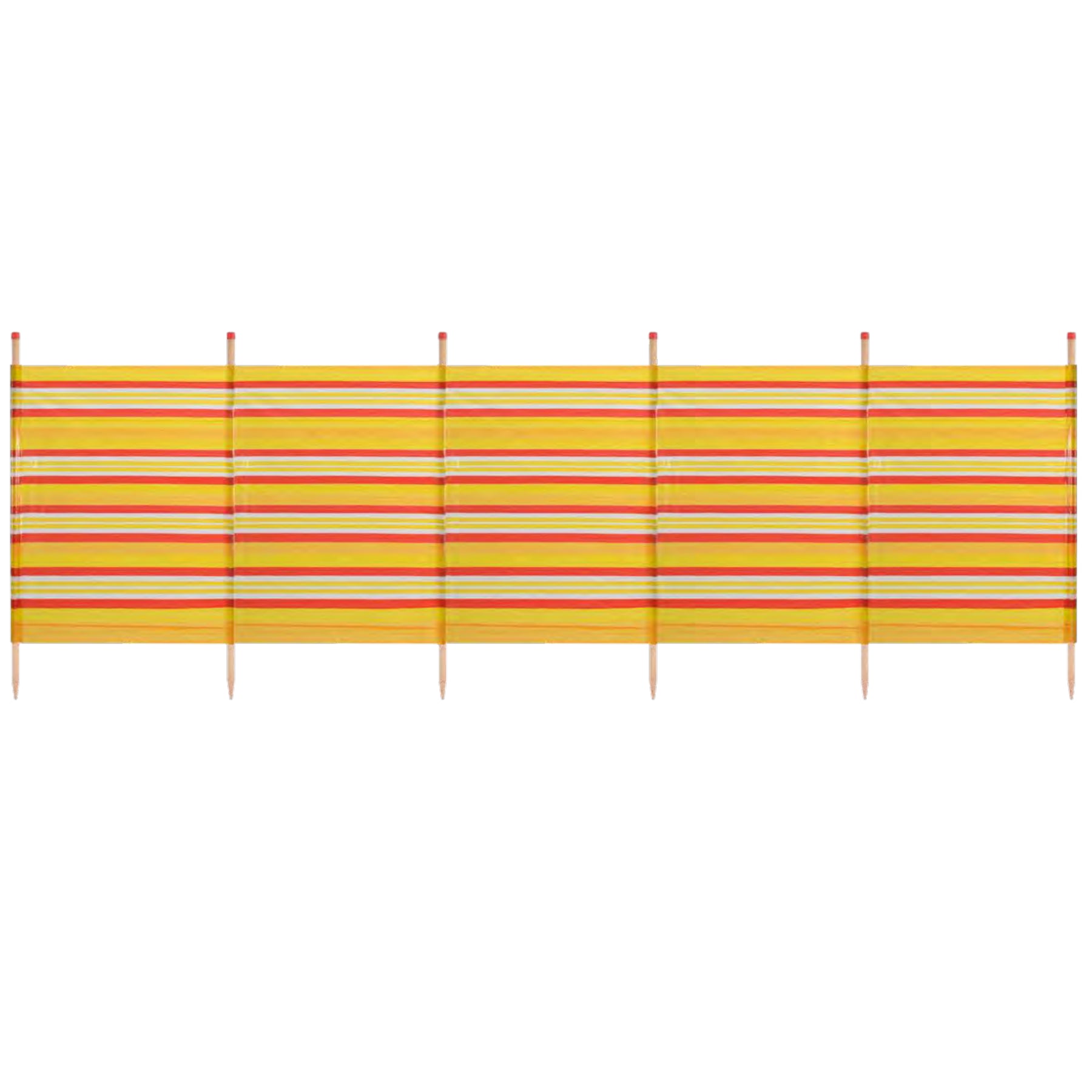 Abri de plage coupe-vent à 6 poteaux 1,5 m sur 3,7 m avec brise-vue et bande jaune
