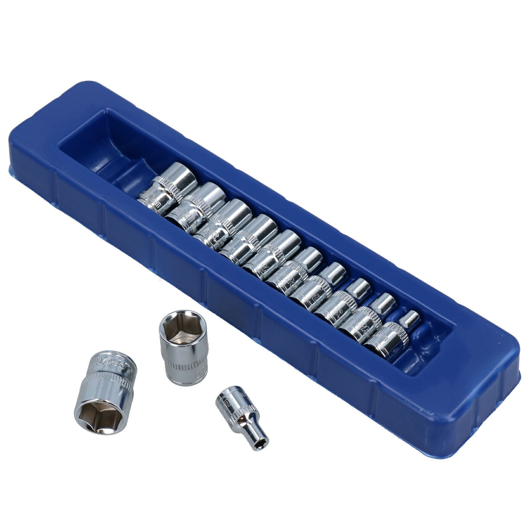 1/4"-Antrieb, flache metrische und imperiale SAE-AF-Steckschlüsseleinsätze, 4 – 14 mm, 5/32” – 1/2", 23-tlg.