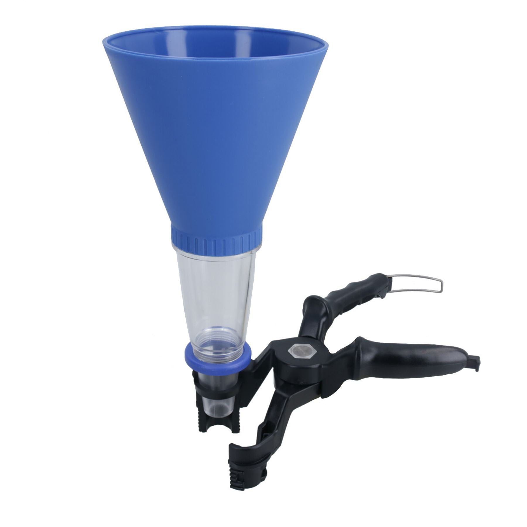 Hands Free Funnel Set With Secure Clamp and Transparent Lower Chamber