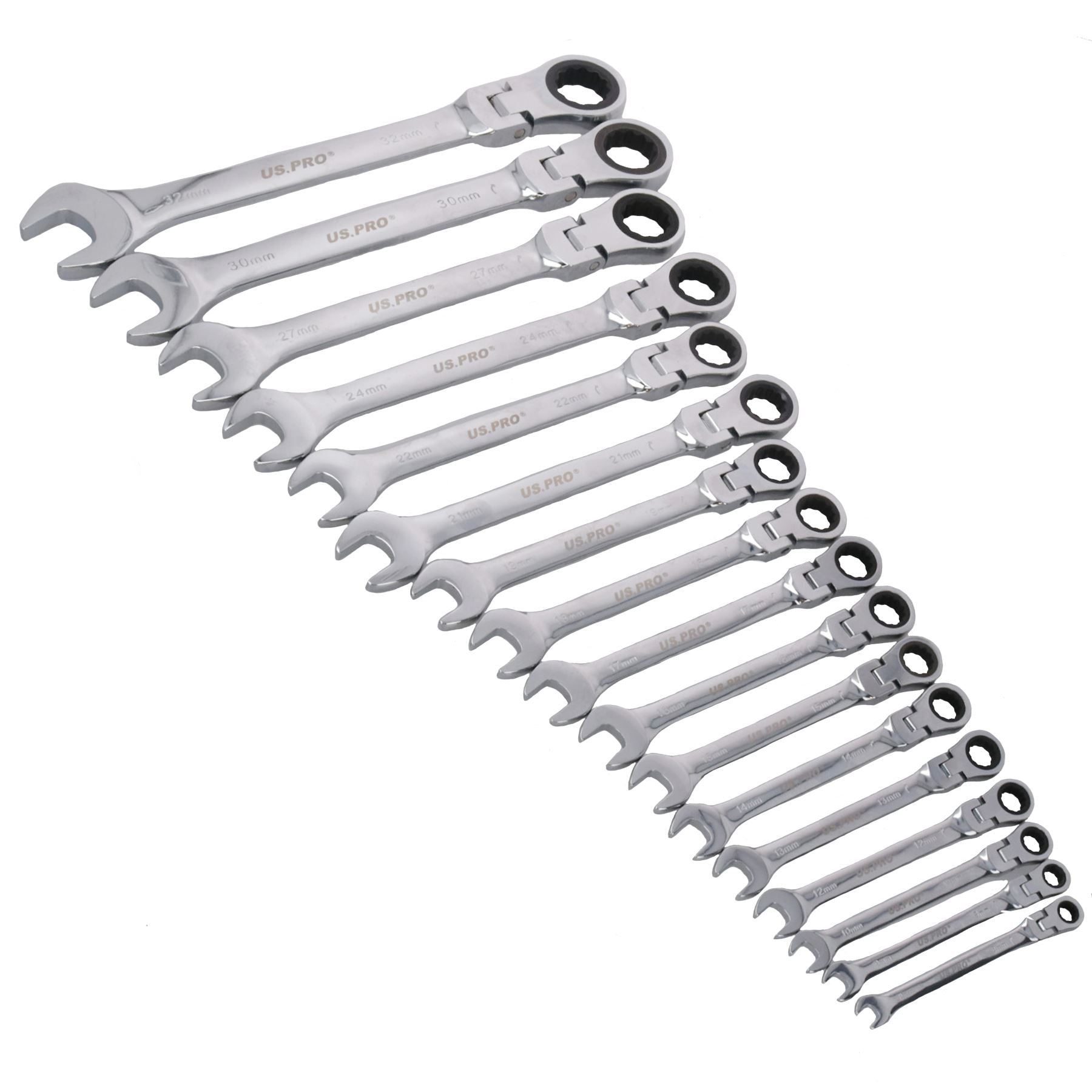 Jeu de 20 clés mixtes à cliquet à tête flexible métrique 8 mm – 32 mm