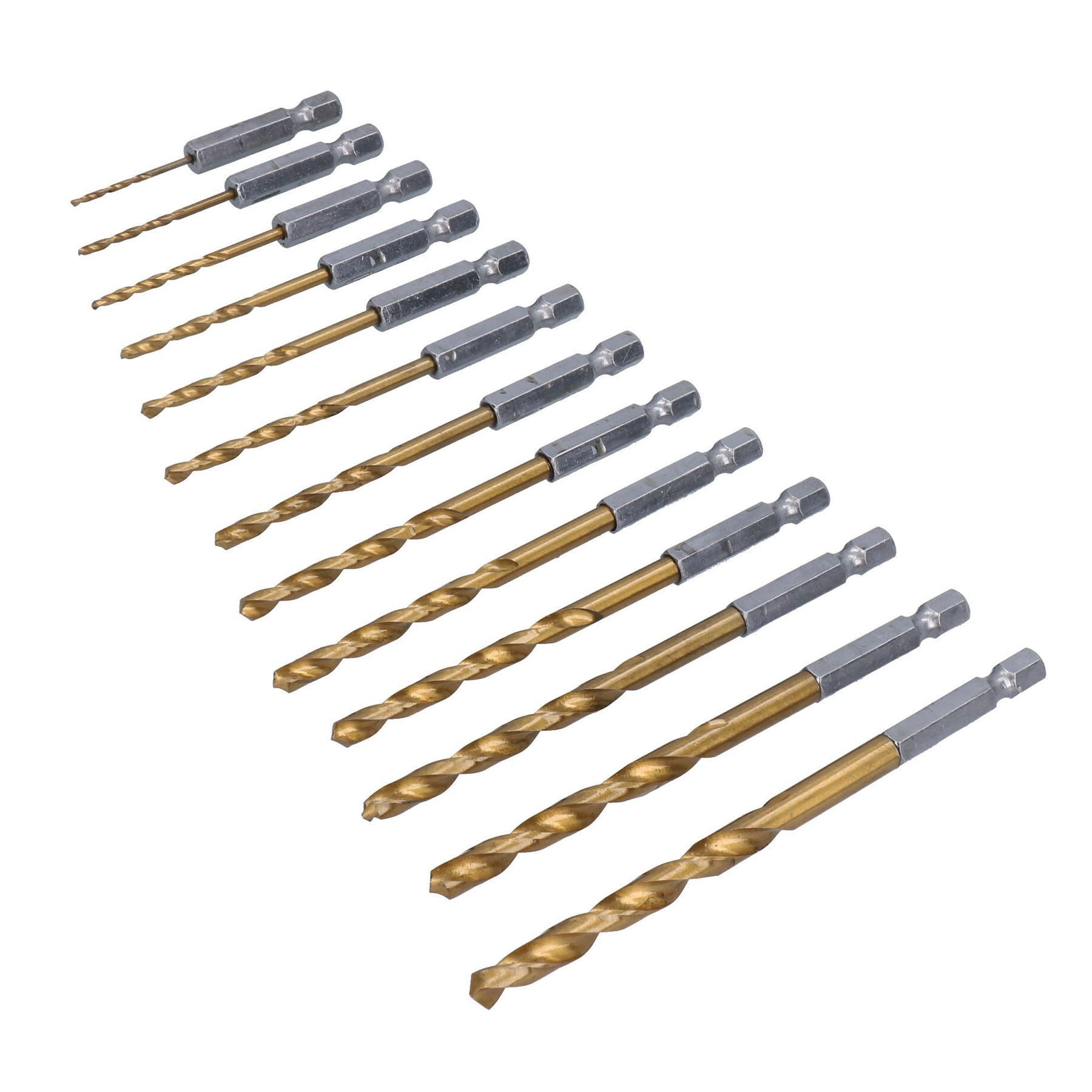 Metrischer Titan-Bohrersatz mit 1/4-Zoll-Sechskantschaft, 1,5 - 6,5 mm, 13-tlg.