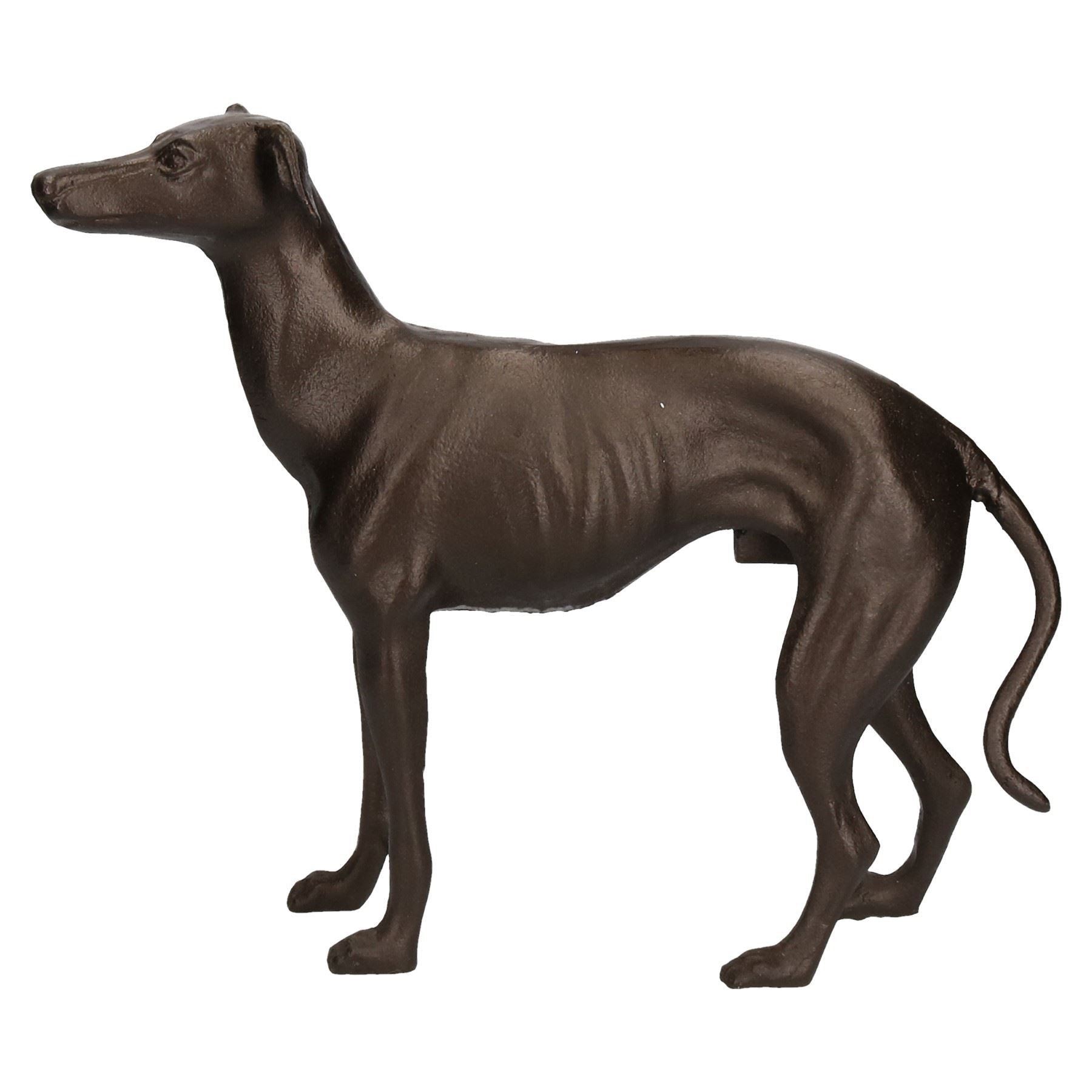 Windhund Whippet Hund Gusseisen Statue Figur Trophäe Ornament Skulptur Paar
