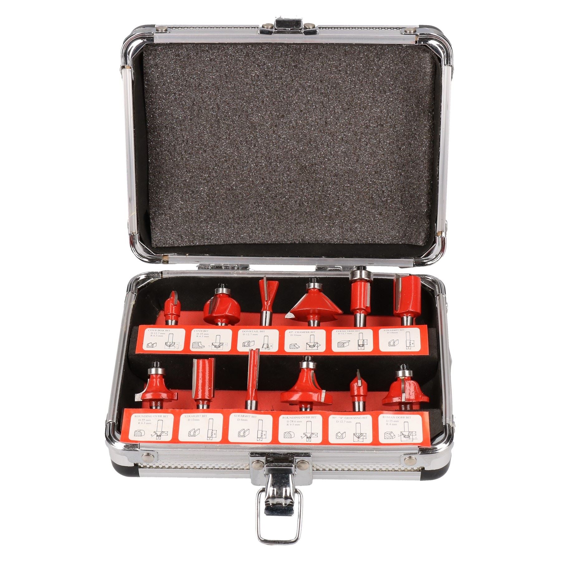 Ensemble de 12 fraises à défoncer TCT à pointe en carbure de tungstène avec fraise à tige 1/4 pour stratifié