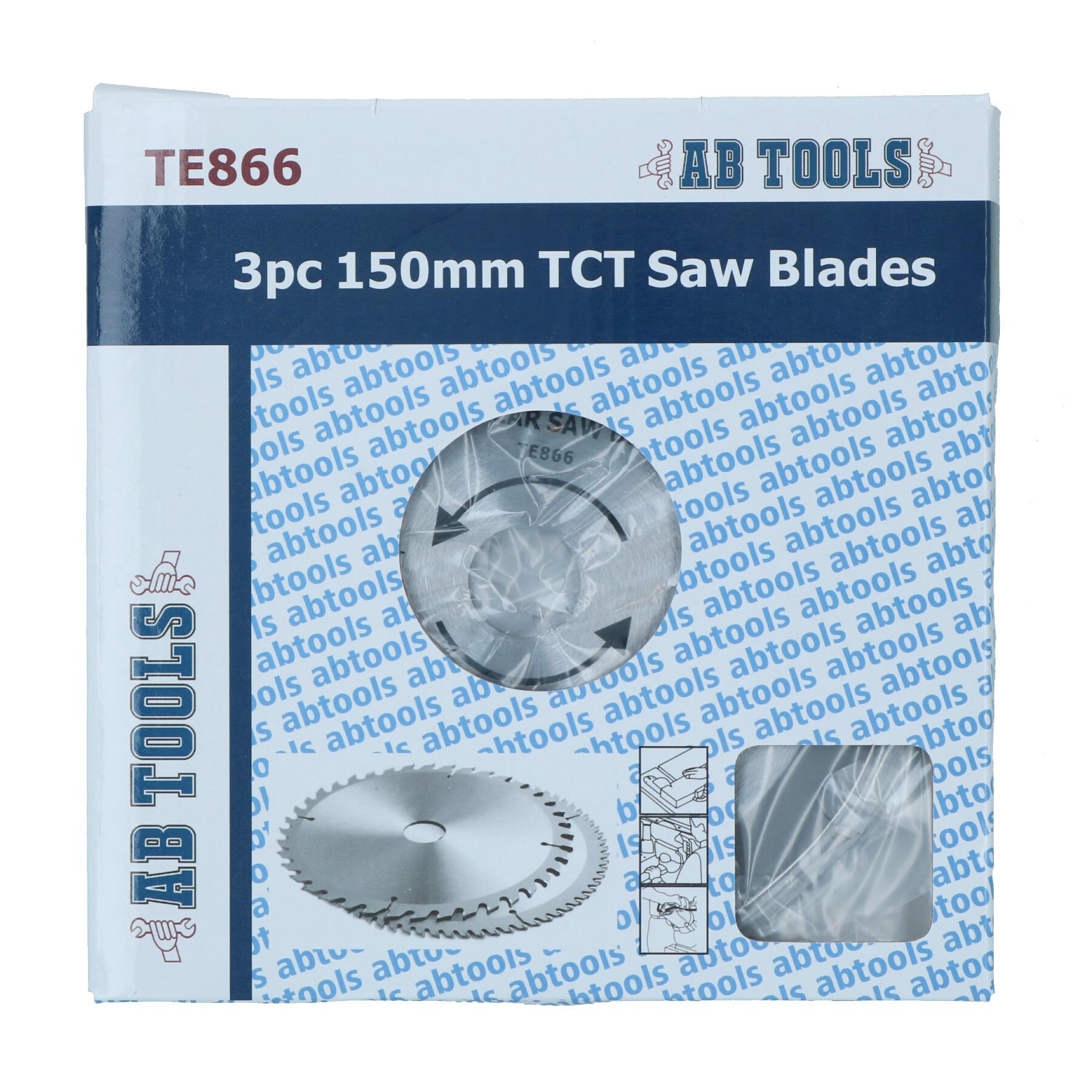 3pc 150mm TCT Circular Saw Blades 16/24/30 TPI & Adapter Rings Reducer TE866