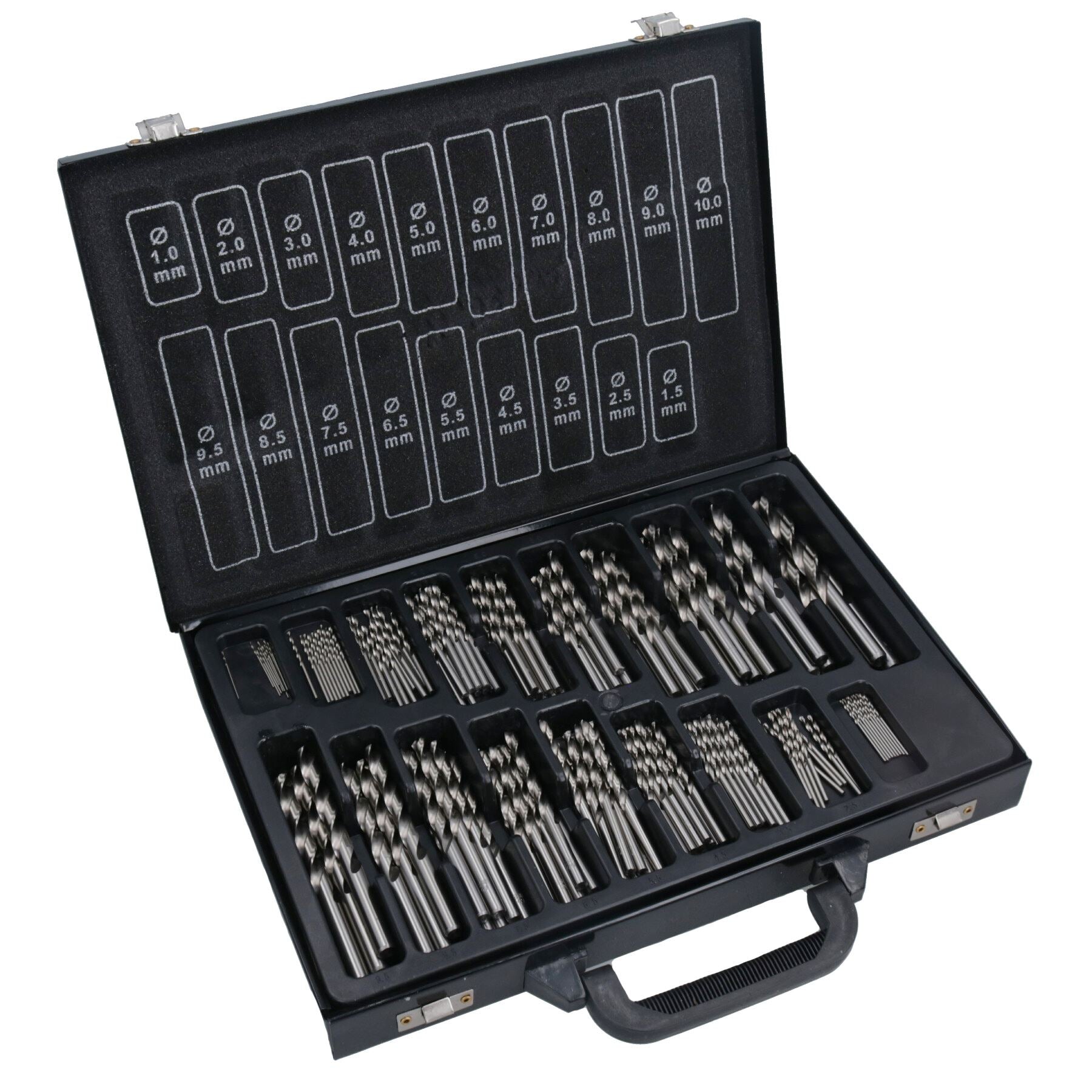 170-teiliges HSS-G-Bohrerset mit metrischen Schlitzbohrern für Metall, Kunststoff und Kupfer, 1 mm – 10 mm