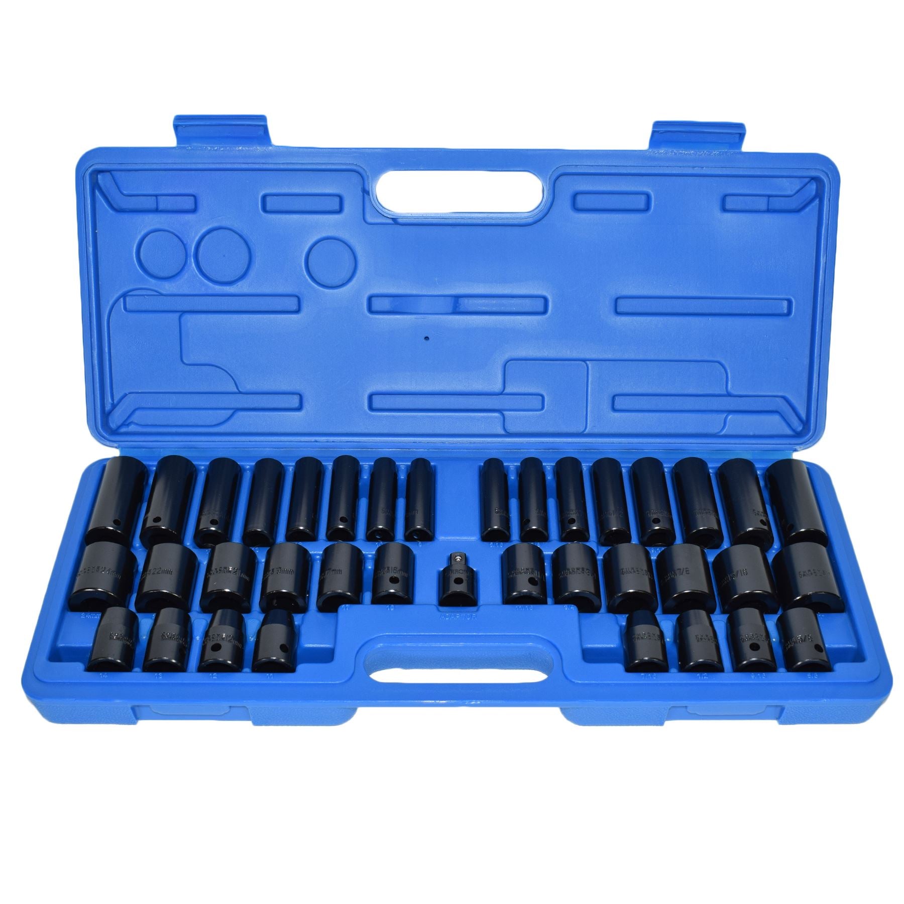 Douilles à chocs métriques MM impériales AF peu profondes et profondes 3/8" 1/2" 6 pans 38 pièces