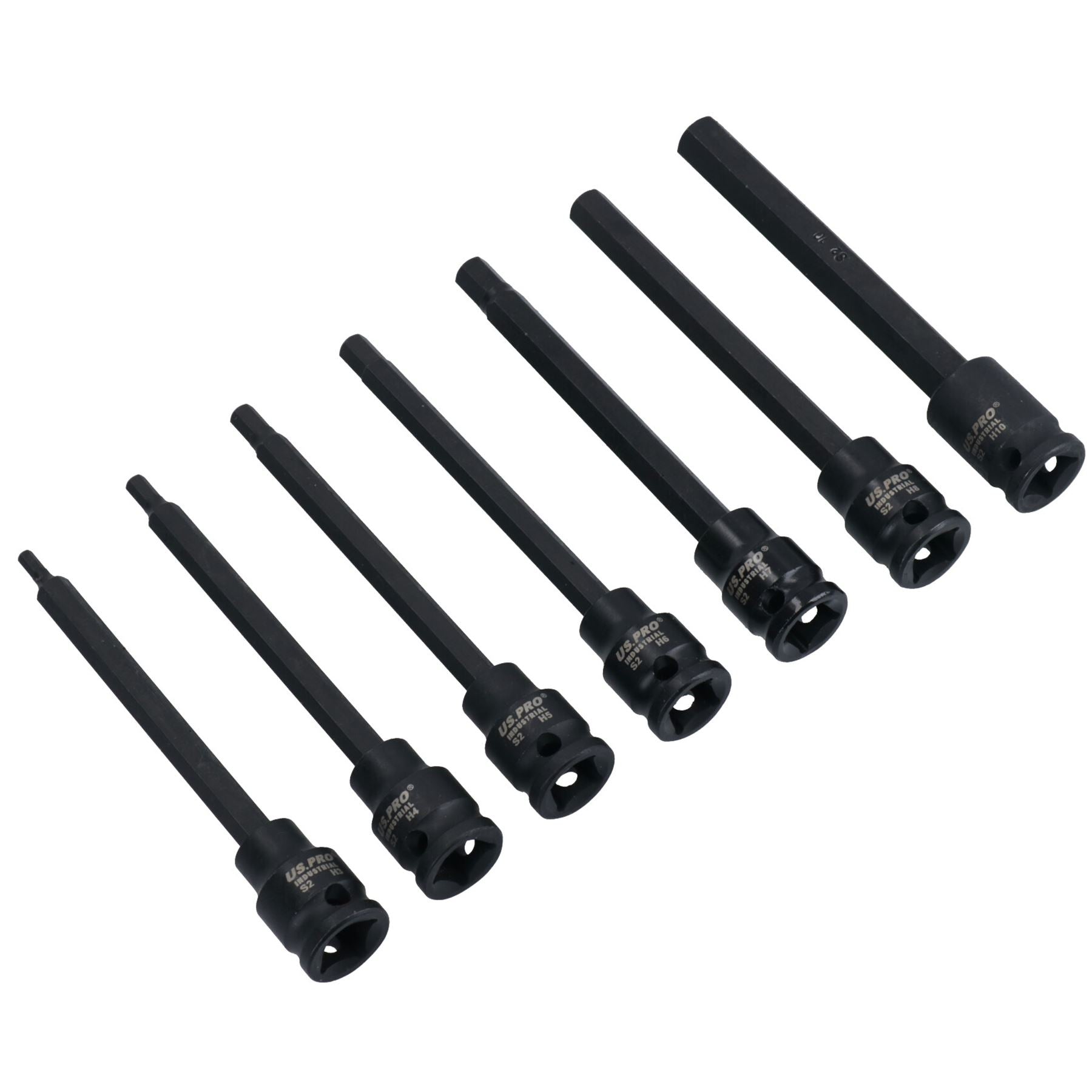 Douilles à impact extra longues pour clé Allen hexagonale à impact de 3/8 po 3 mm – 10 mm 7 pièces
