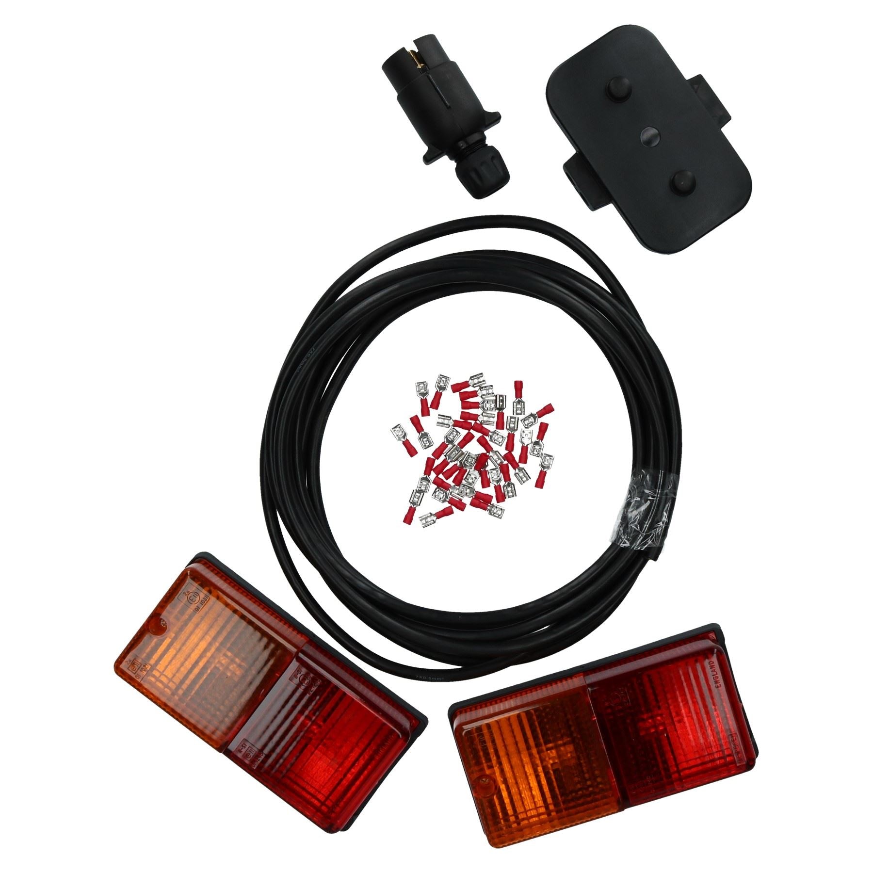 Kabelsatz für Anhängerbeleuchtung – mittlere Lichter, Stecker, Anschlussdose, 5 m Kabel, Klemmen