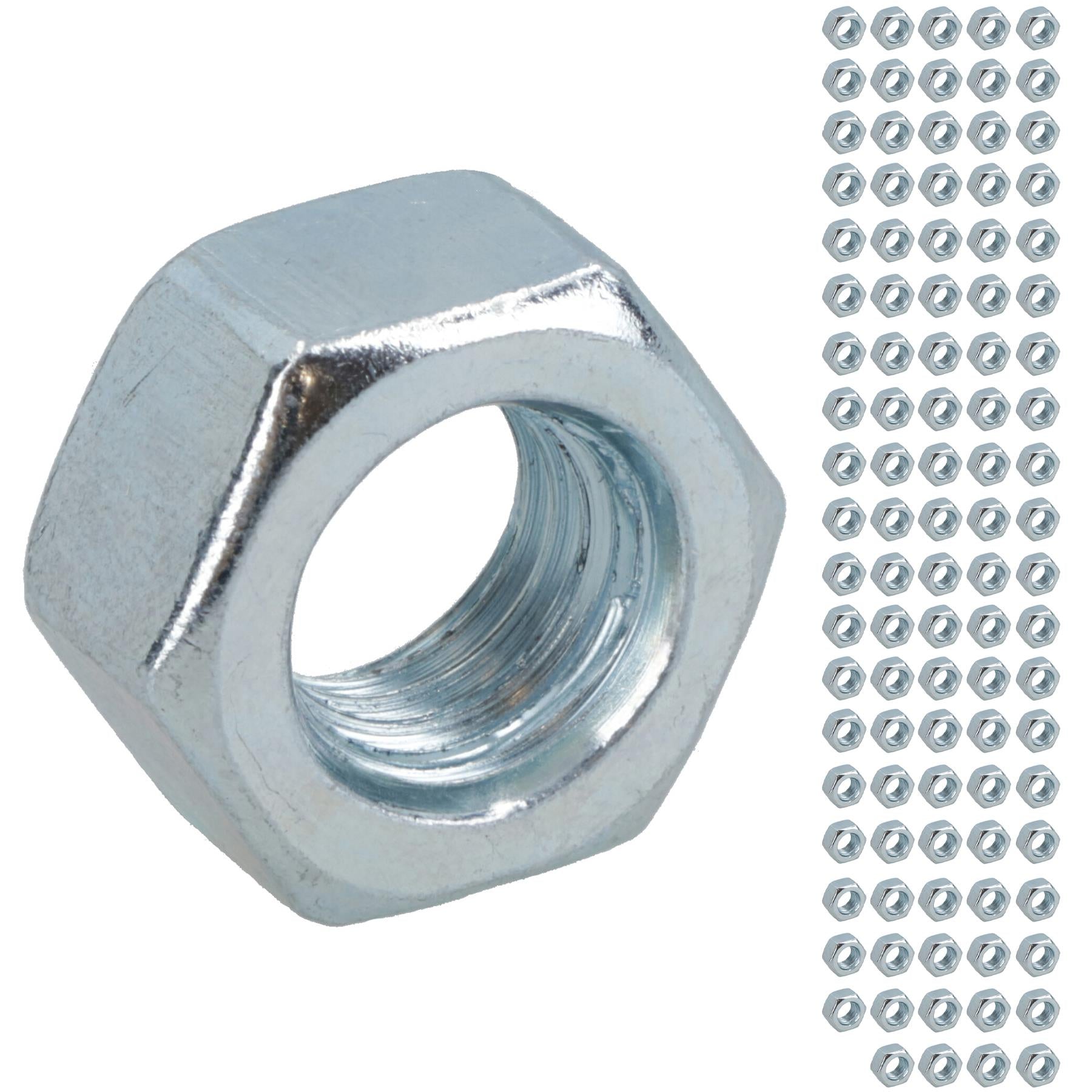 M10 x 1.5mm Hex Full Nut Fastener Hexagonal Metric Nuts Grade 8 Zinc Plated
