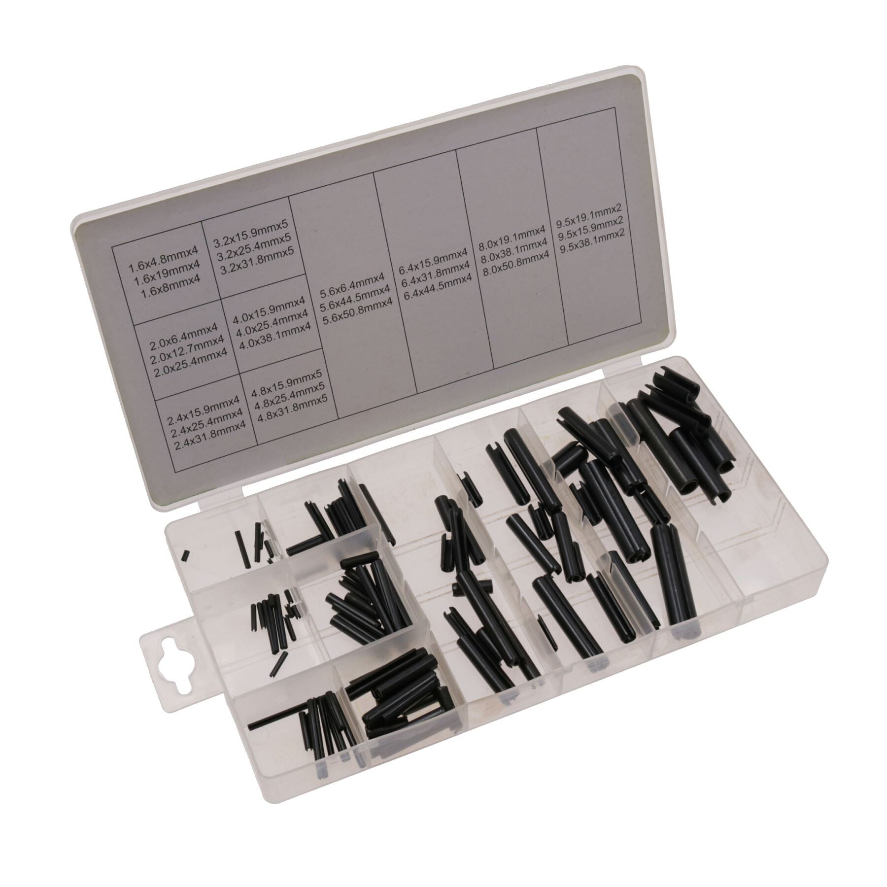 Assortiment de goupilles à ressort de tension 1,6 mm – 9,5 mm 15 tailles Kit de 120 pièces