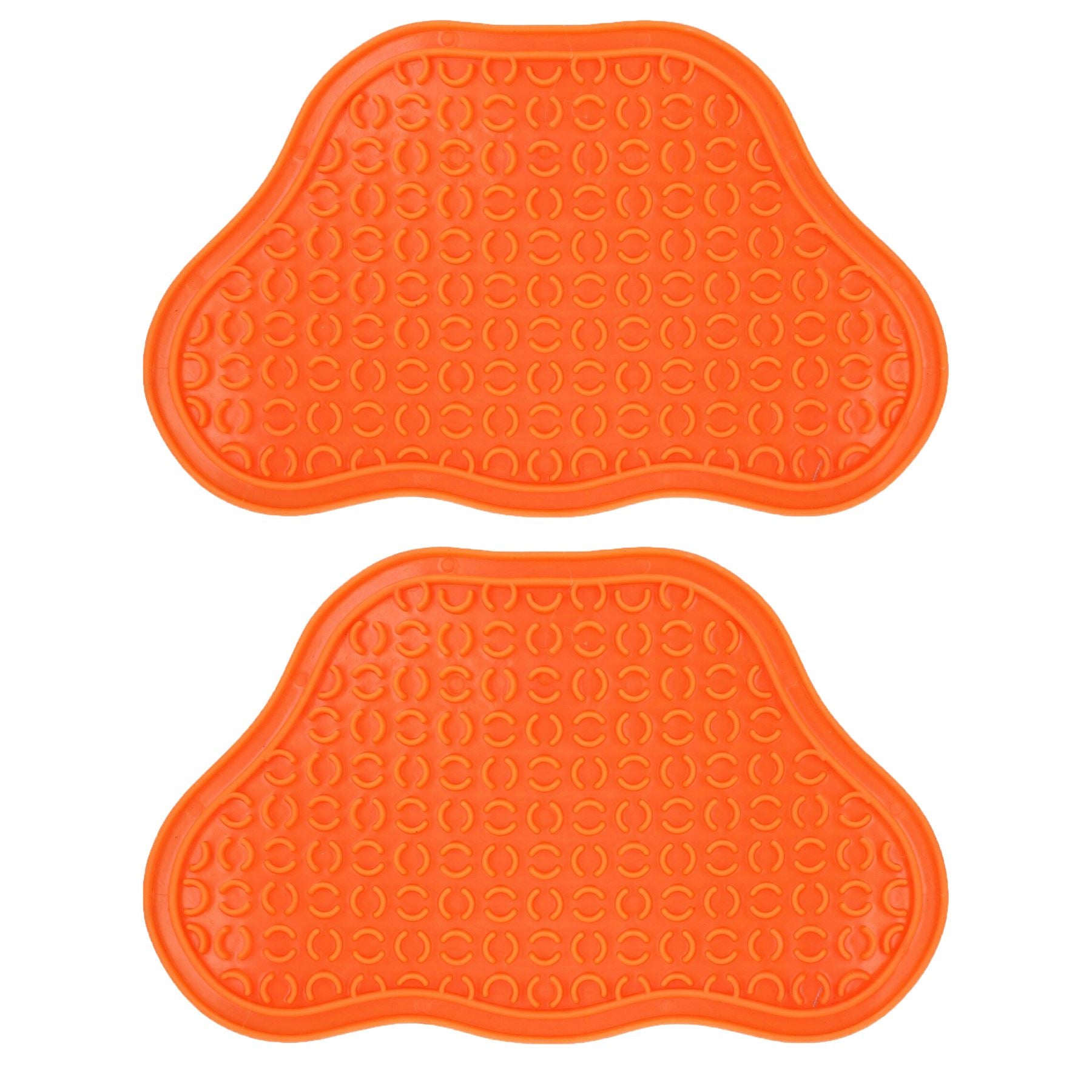 2PK Orange Interactive Dog Slow Lick Mat With Suction Cups Food Accessories