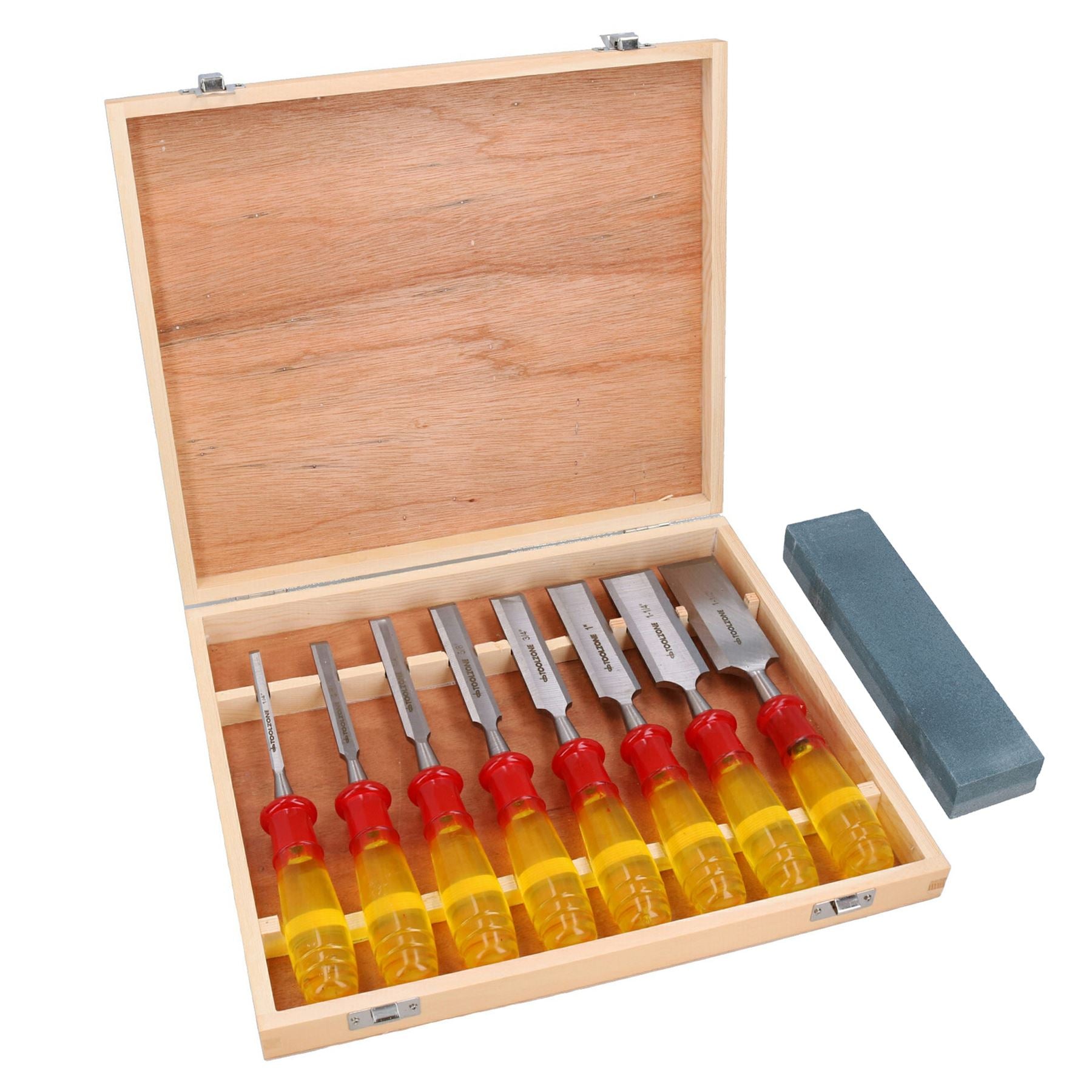 8-teiliges Holzmeißel-Set für Tischler und Holzbearbeitung, 1/4" – 1-1/2" + Schleifstein