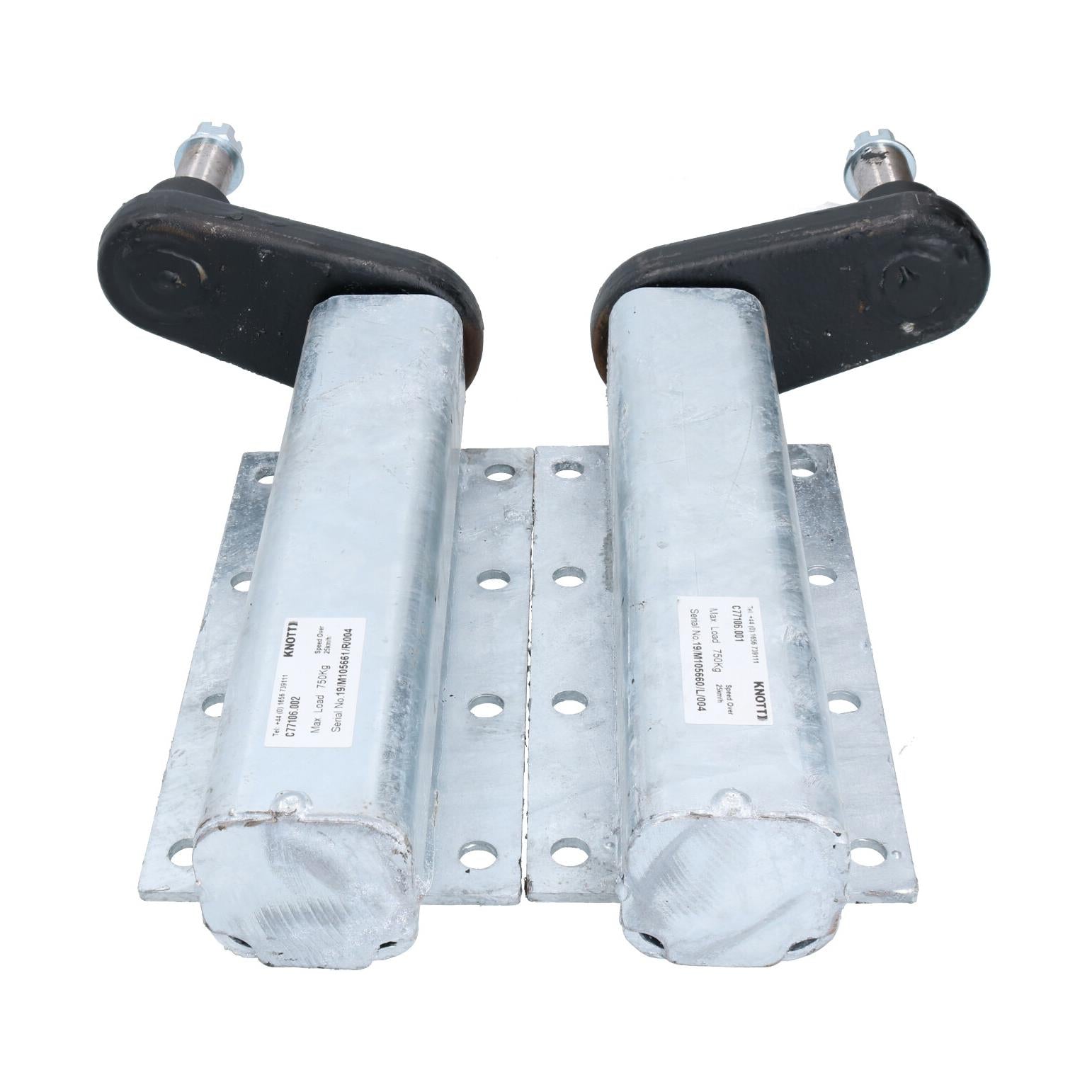 Unités de suspension de remorque galvanisées de 750 kg et roulements à billes à moyeux PCD de 100 mm (paire)