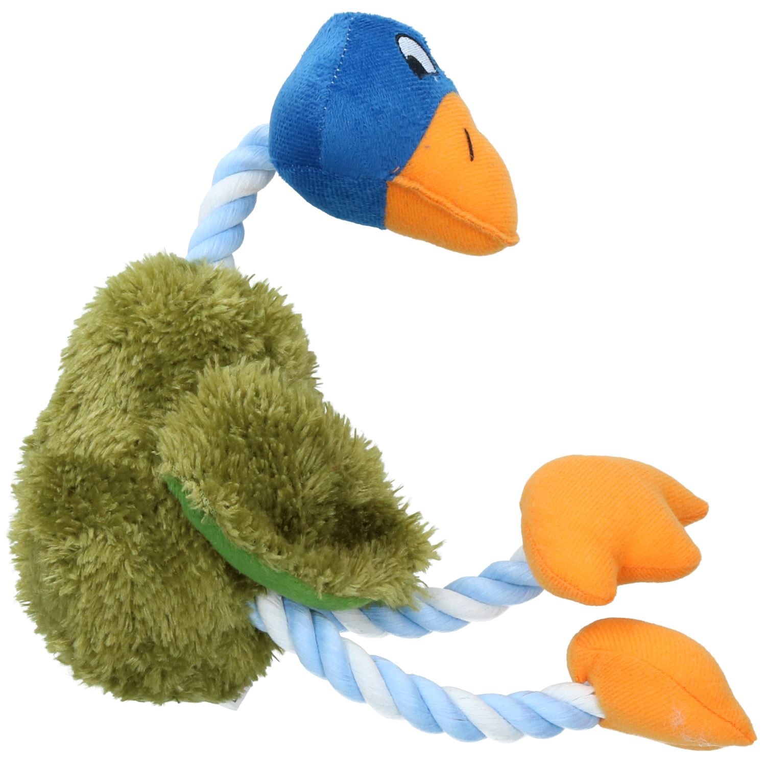 Mr Twister Delia Ente Plüschseil Hundespielzeug mit Quietsche 36cm x11cm x 9cm