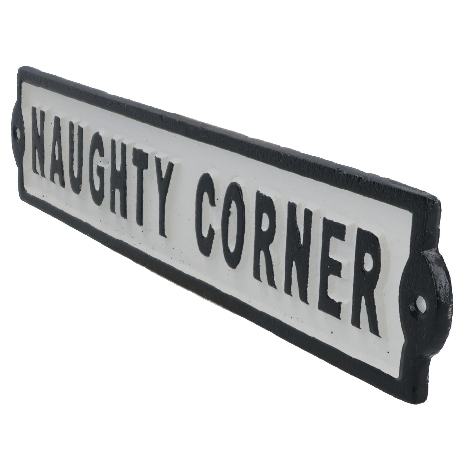 Naughty Corner Cast Iron Sign Plaque Wall Door Fence Gate Post House Garden