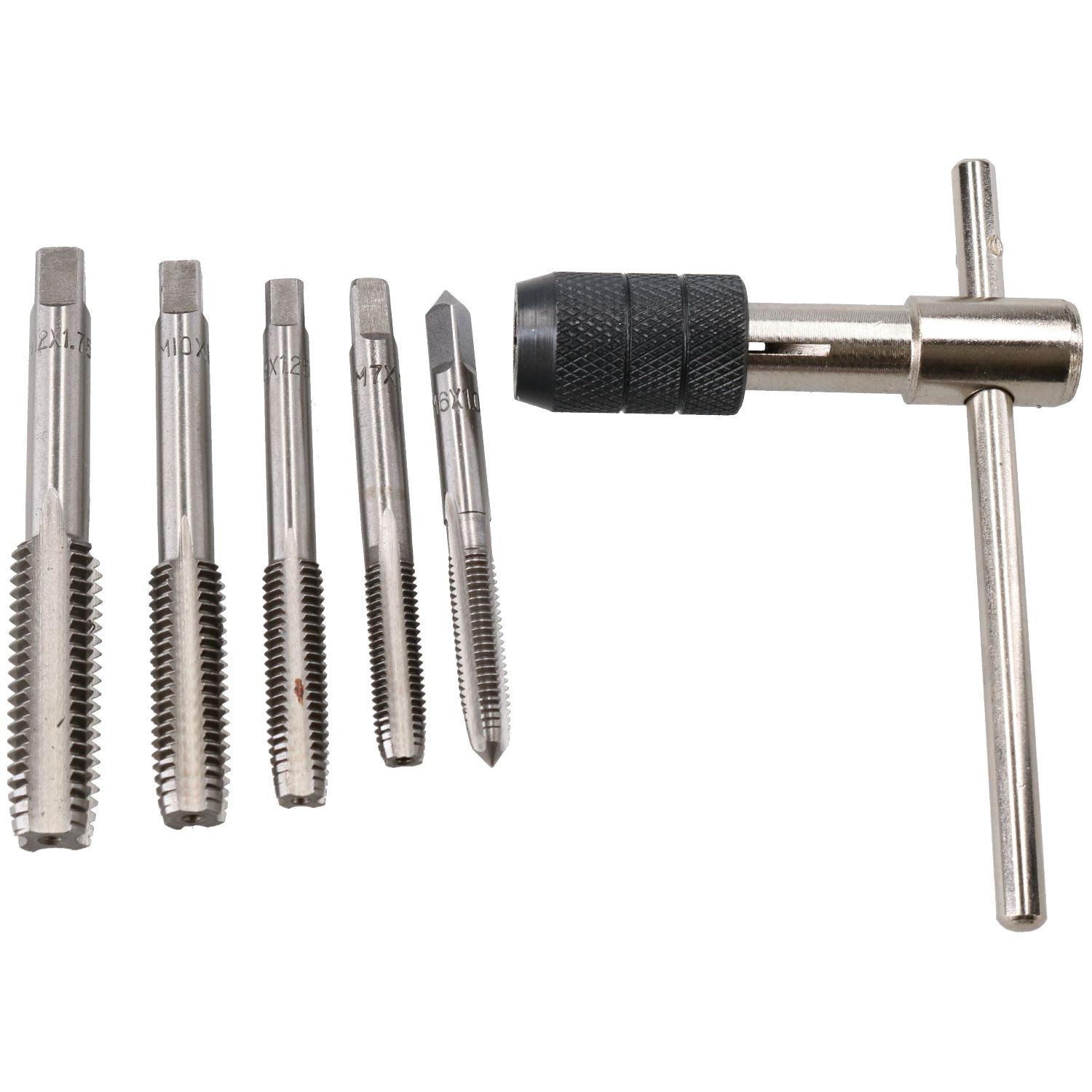 Jeu de fraises à fileter pour tarauds métriques M6 - M12 MM + clé à barre en T 6 pièces