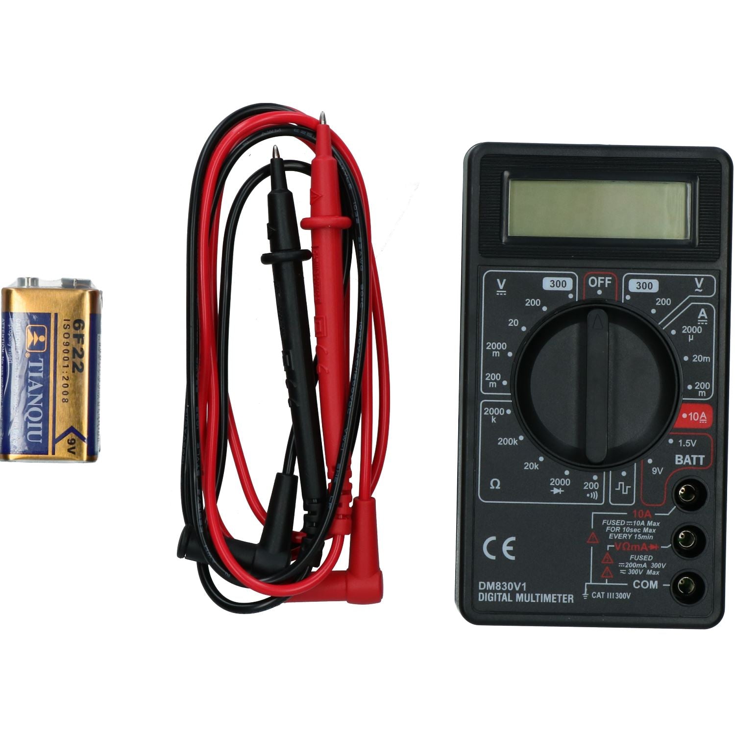 AC + DC Voltage Digital Multimeter Battery Current Tester with Large LCD Display