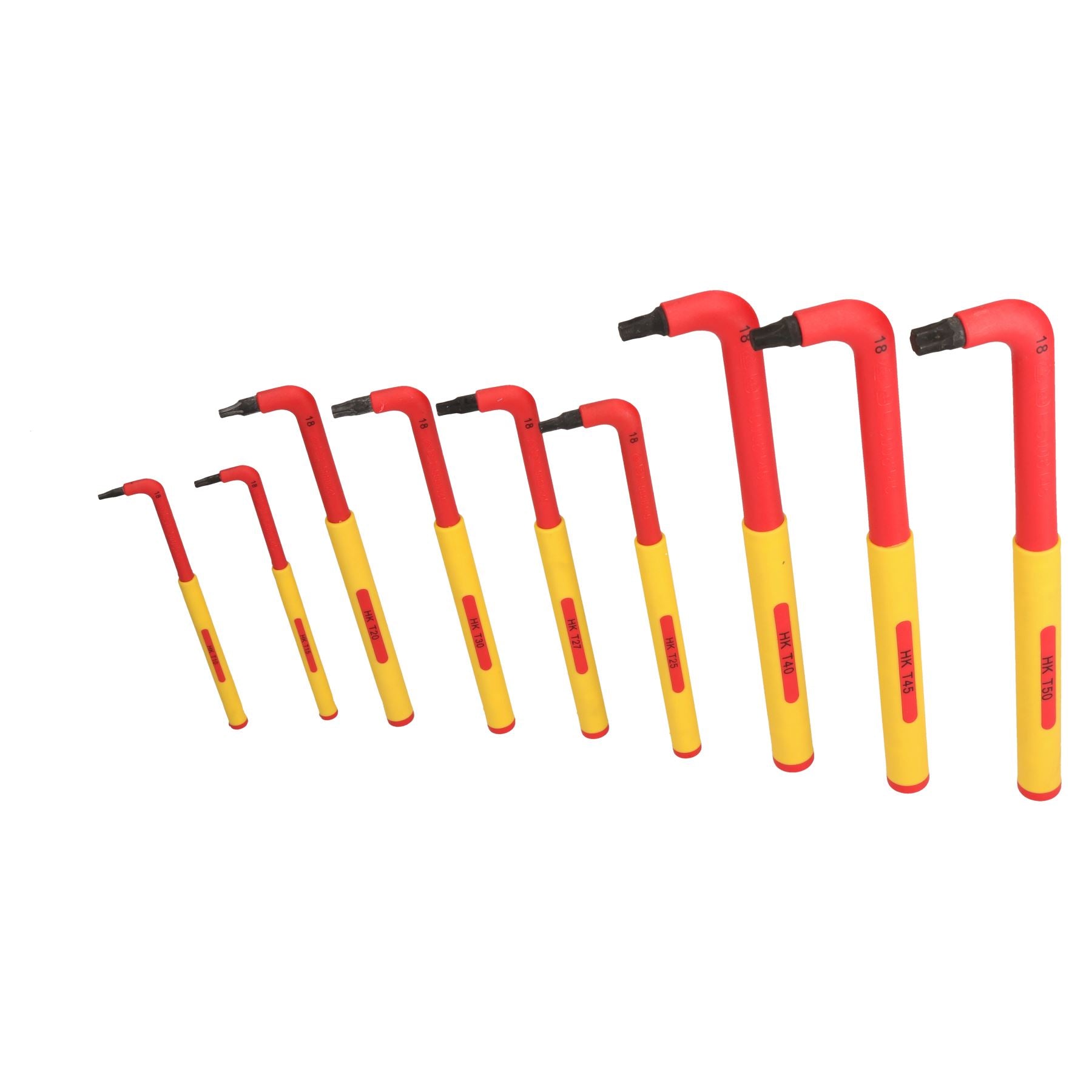 VDE-isolierte, extra lange Torx-Sternschlüssel T10 – T50, 9-teilig, Schutz bis 1000 V