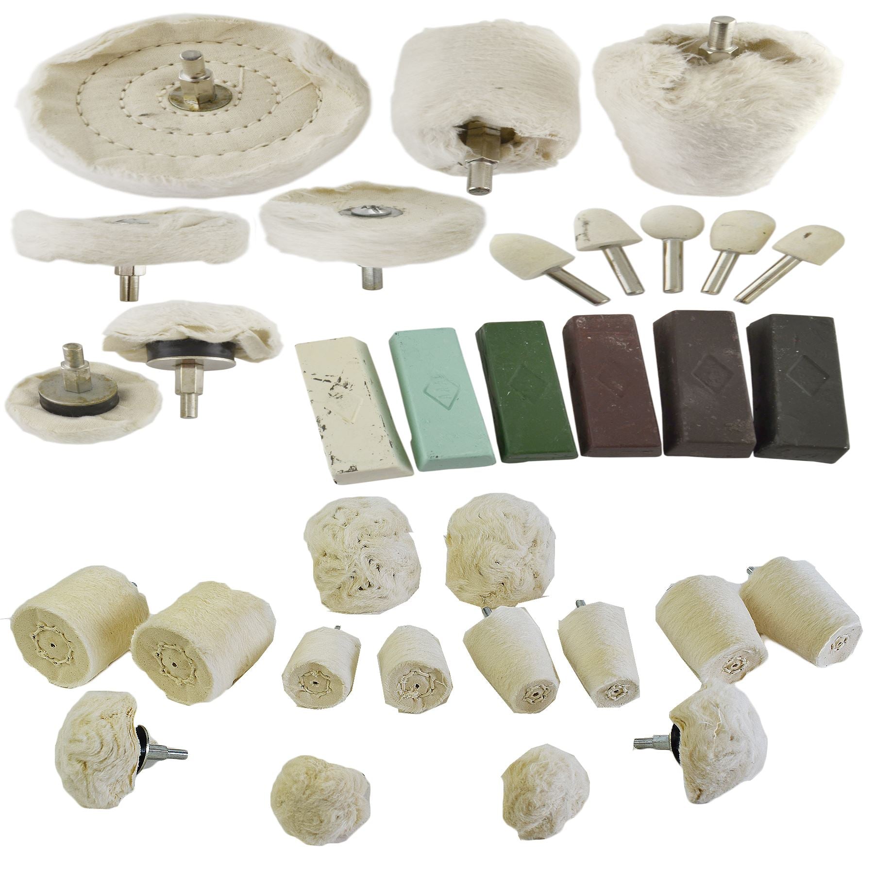 32 stück Deluxe Polieren Kit Polieren Tuch Baumwolle Mopp Bohrer Verbindungen Spindel Metall