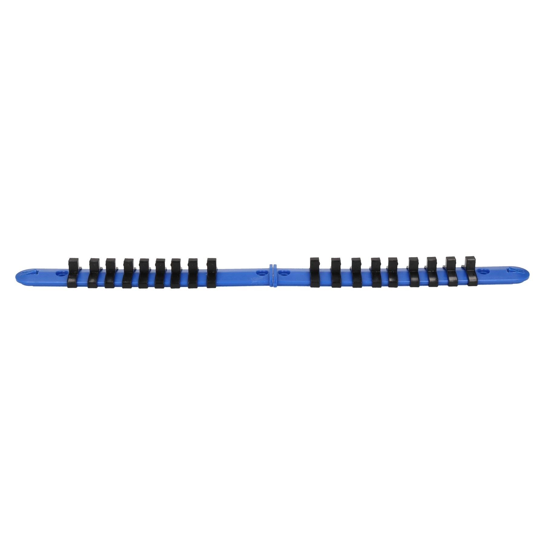 Lot de 2 supports de rangement pour douilles avec rails en plastique pour douilles 1/4" et 18 clips