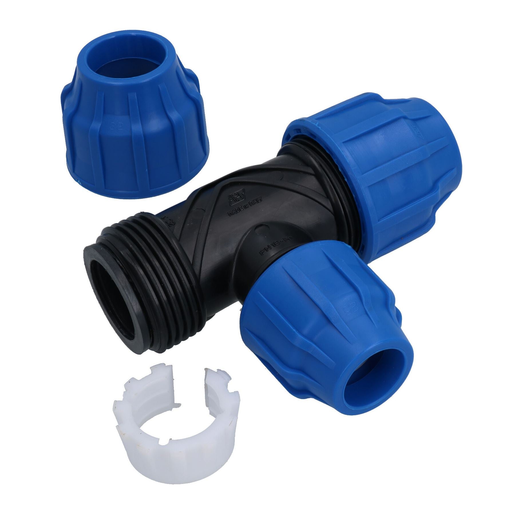 Raccord de tuyau d'eau en PEMD Raccord de raccord en T 20 mm x 20 mm x 20 mm