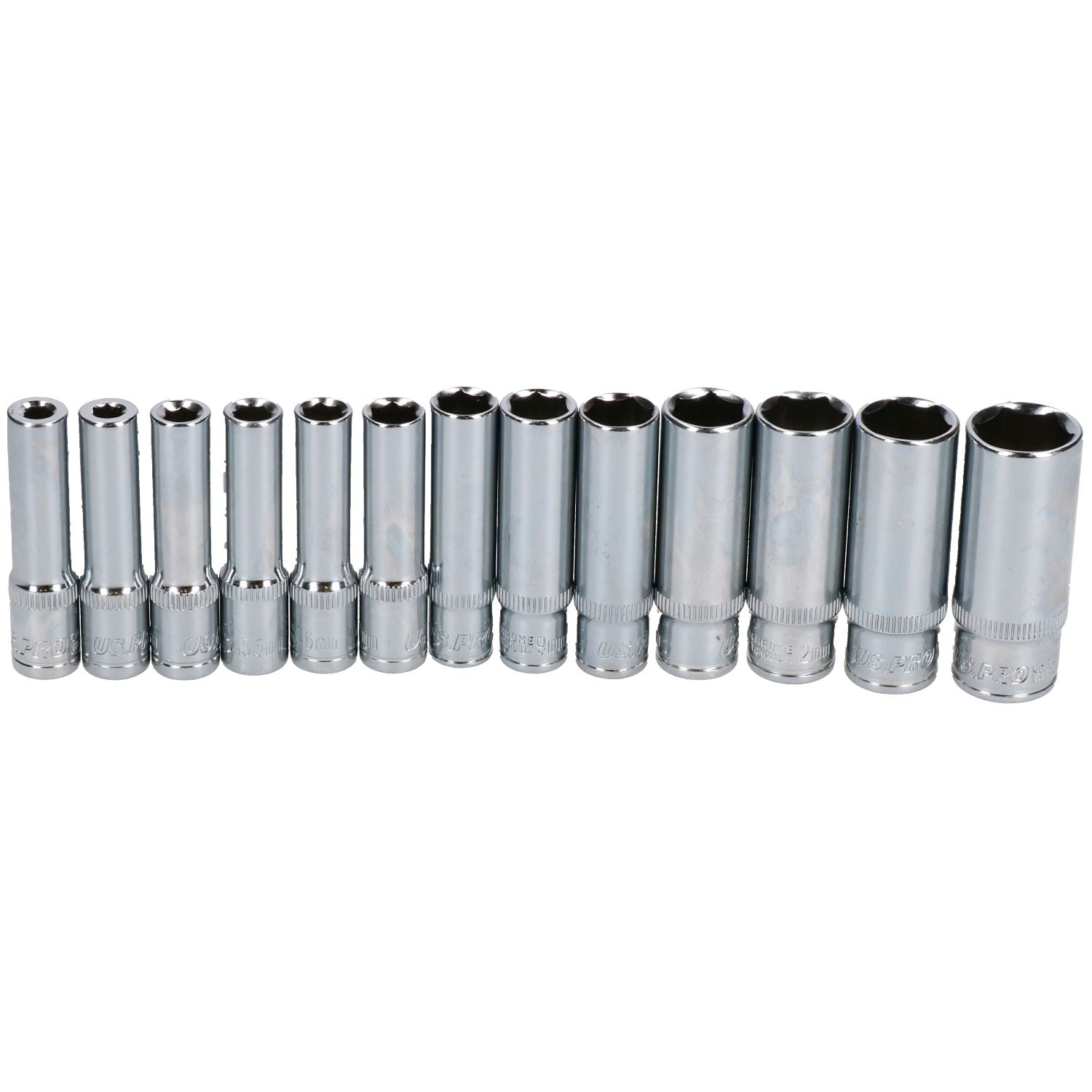 Douilles hexagonales simples profondes métriques MM 1/4" 4 mm - 14 mm + cliquet