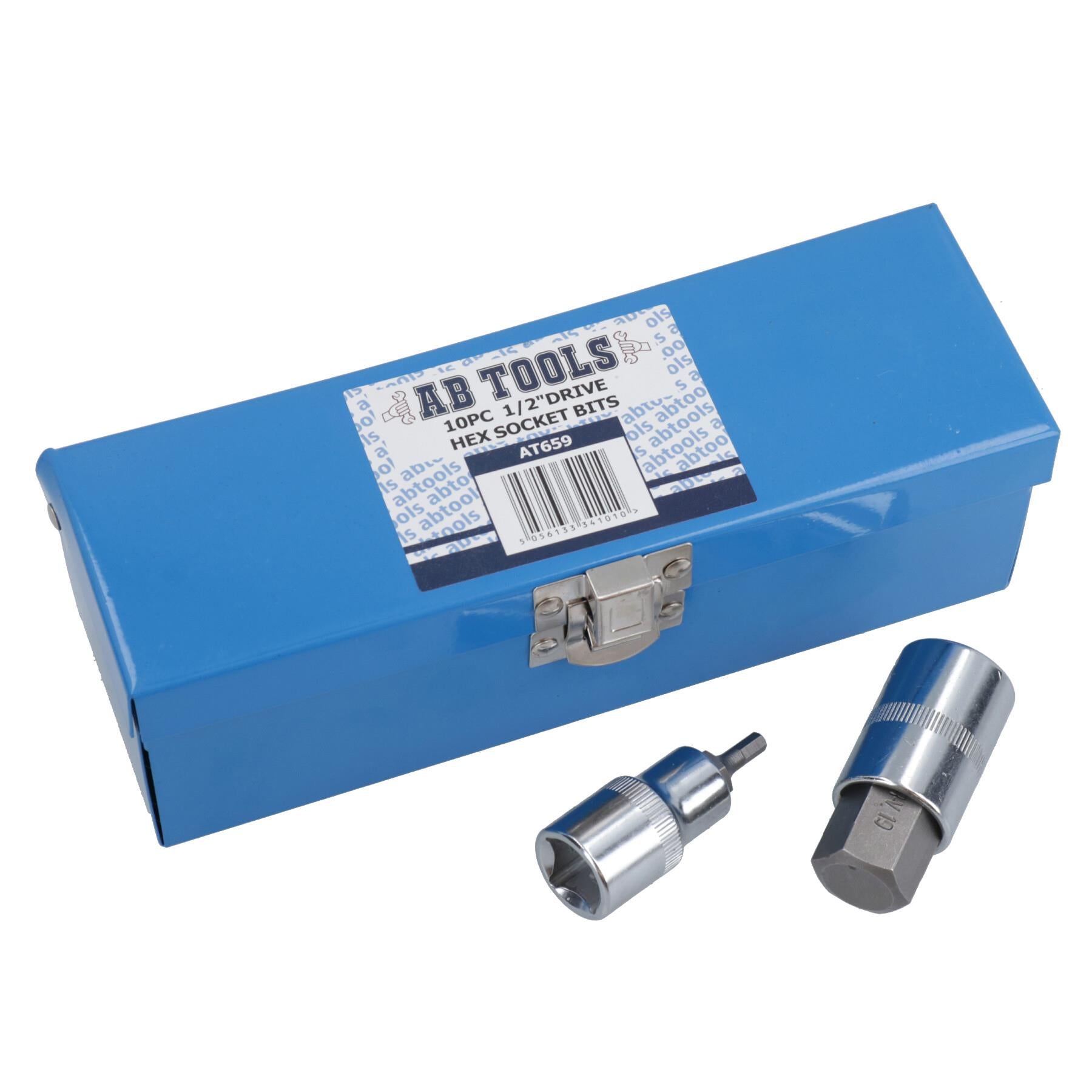 Jeu de douilles pour clés Allen / 6 pans 1/2", tailles métriques 4 mm - 19 mm AT659