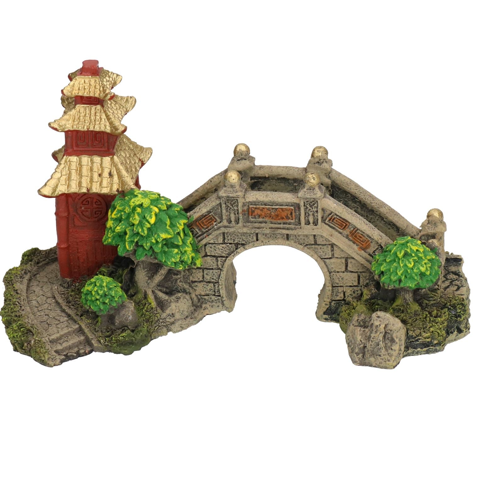 Décoration d'aquarium aquatique Pont de jardin japonais Ornement d'aquarium 15x8x8cm