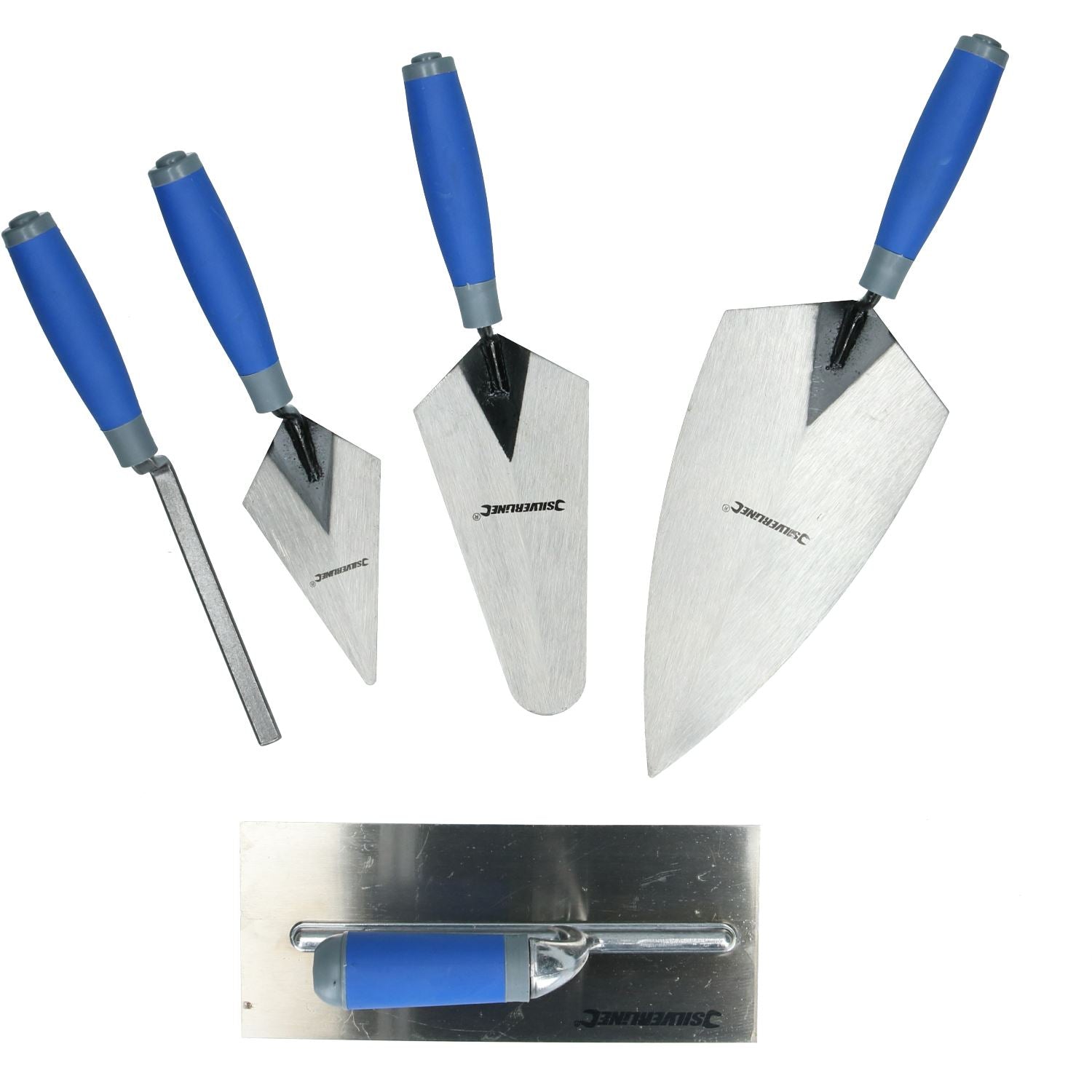 5pc Soft-Grip Trade Trowel Set Pointing Gauging Plastering Brick Jointer Masonry