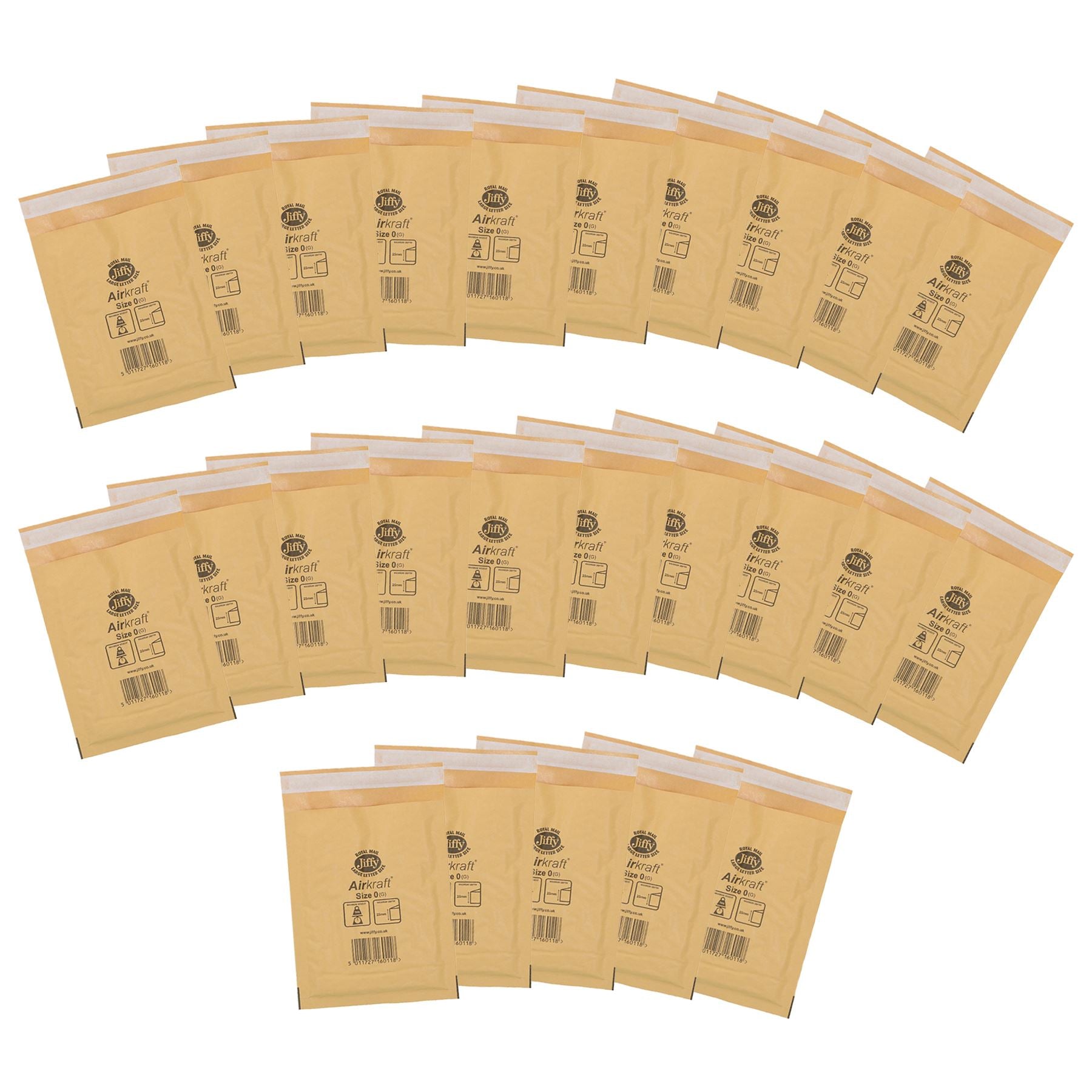 25 Stück echte Gold-Luftpolstertaschen, gepolsterte Luftpolstertaschen, Umschläge, Größe 0