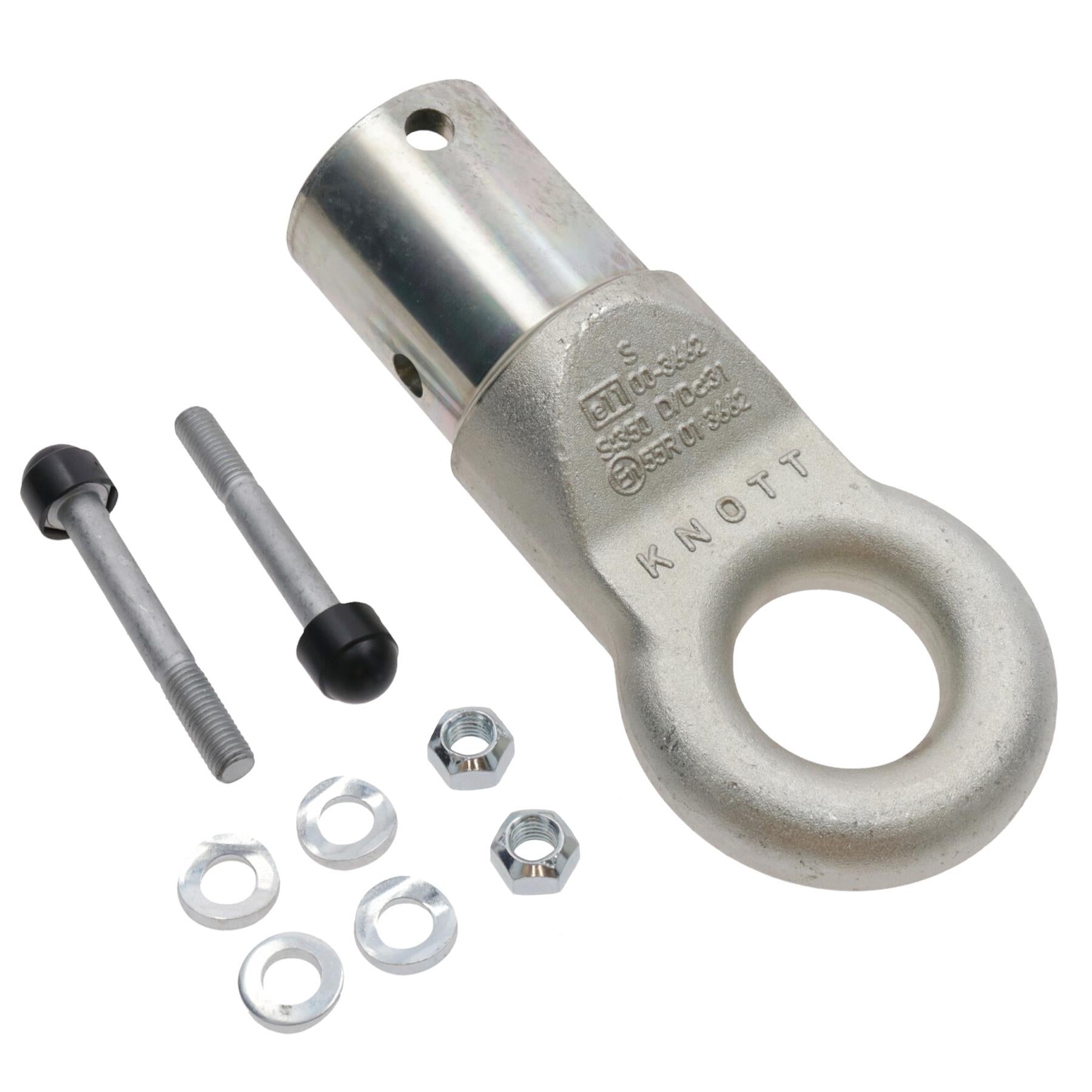 Attelage freiné Knott 50 mm avec œillet de remorquage pour conversion 3 500 kg avec boulons