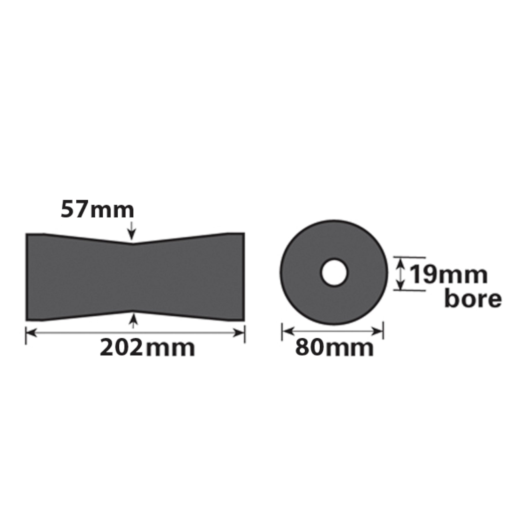 Boat / Jetski / Dinghy Trailers Keel V Roller Rubber 203mm 19mm Bore