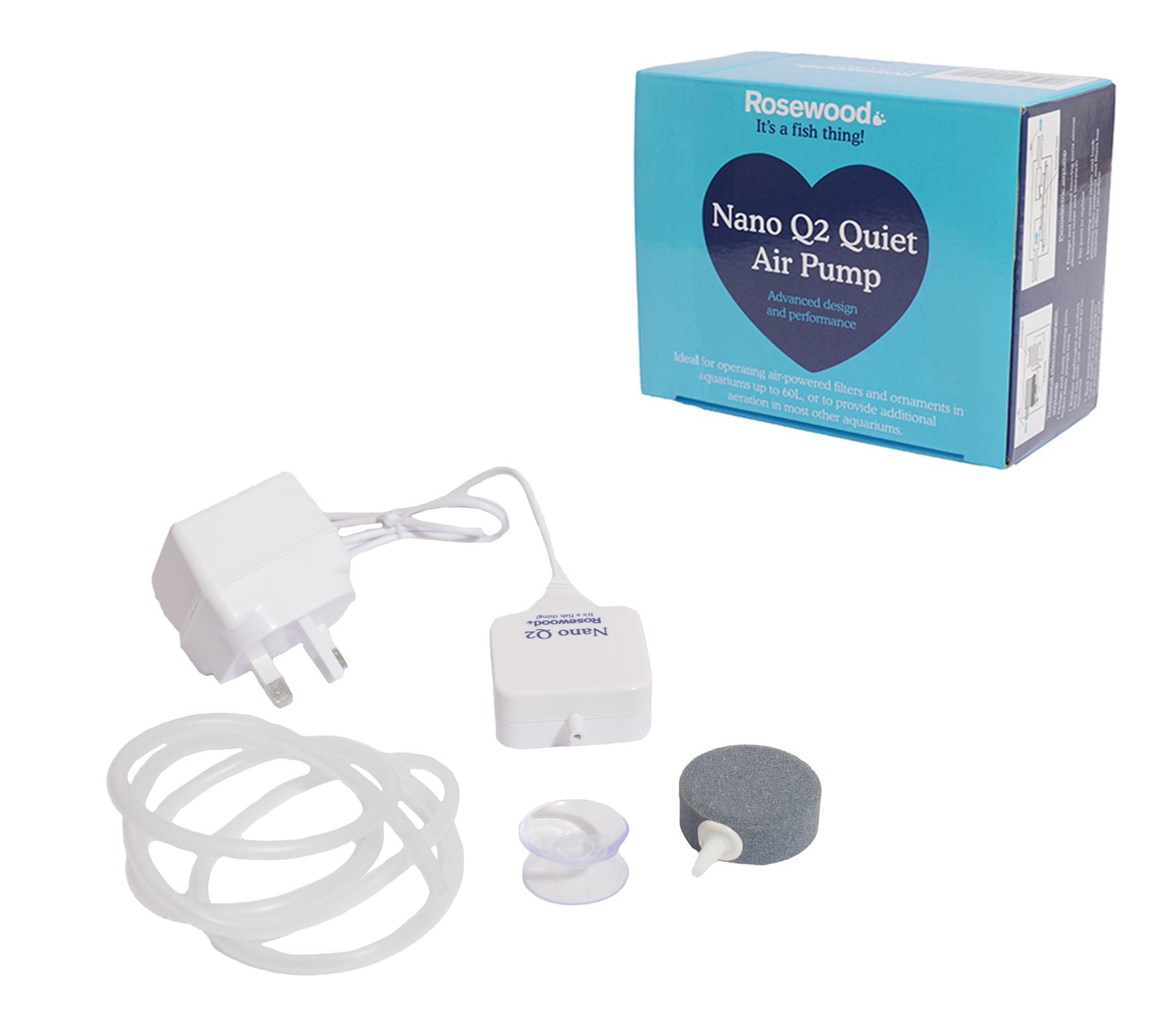 Nano Q2 Leise Luftpumpe für Aquarien bis 30L