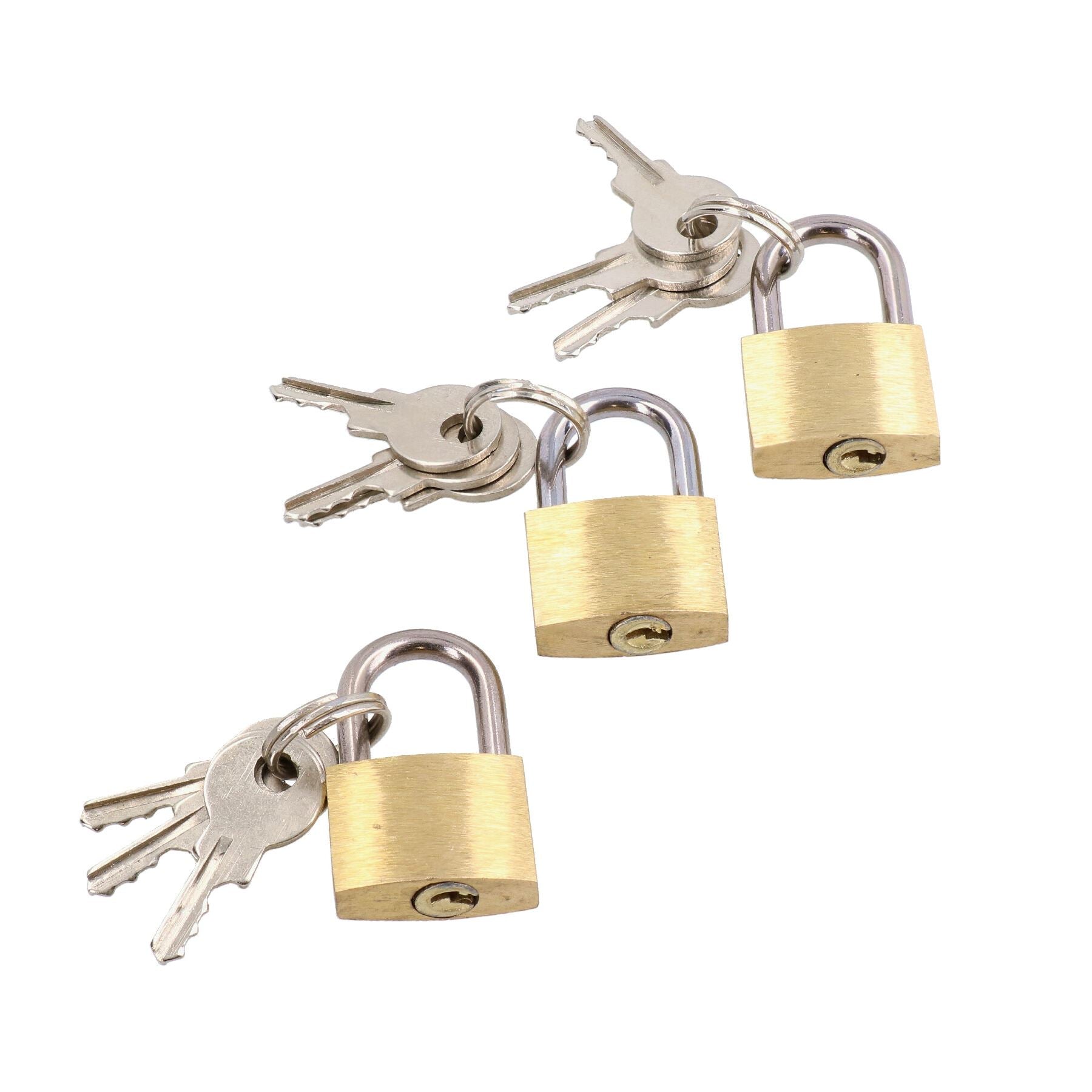 20 mm Mini-Vorhängeschloss-Set aus Messing für Koffer, Gepäck, Rucksäcke, Zelte mit Schlüsseln