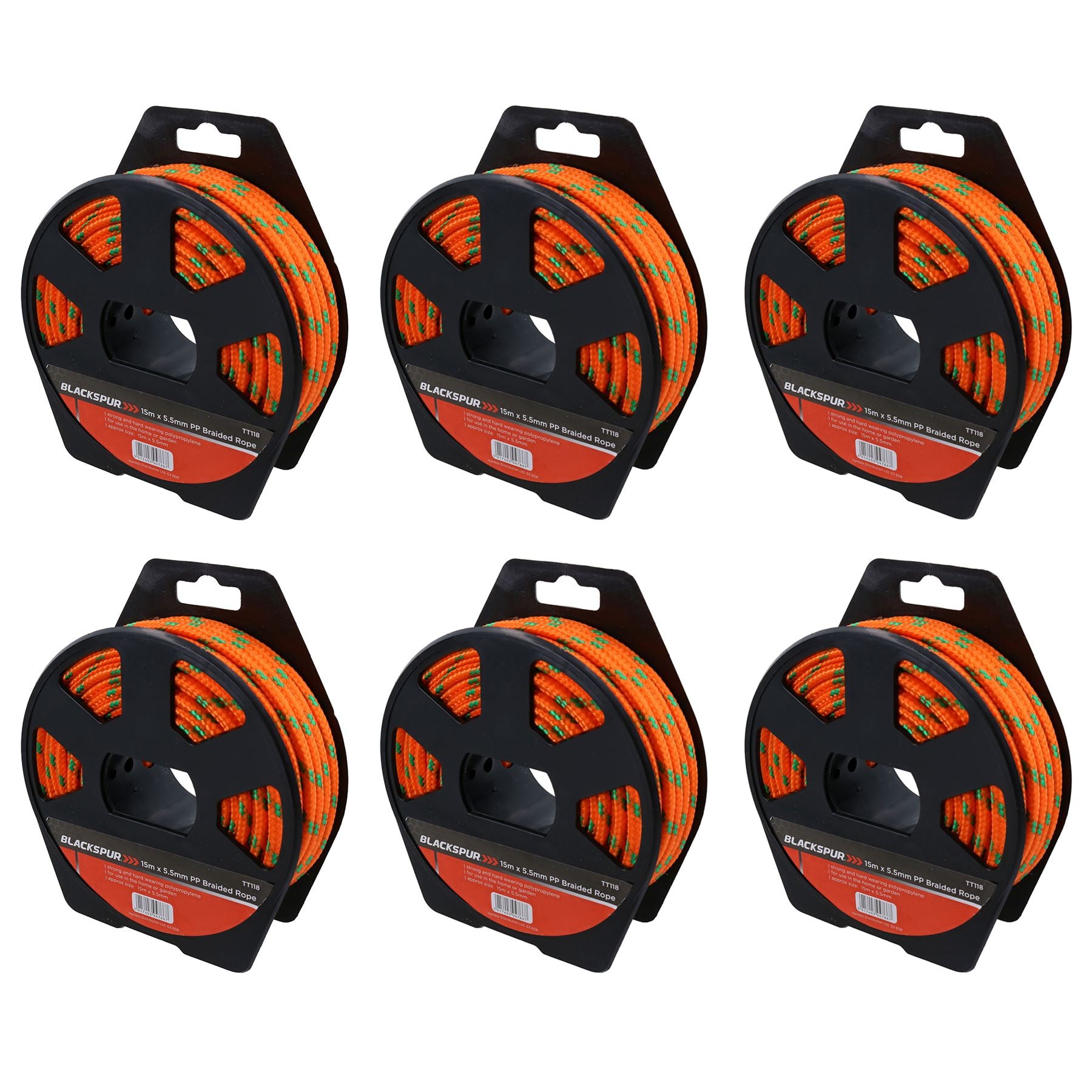 Corde tressée en polypropylène multi-usages de 5,5 mm x 15 mètres pour le camping et le jardinage