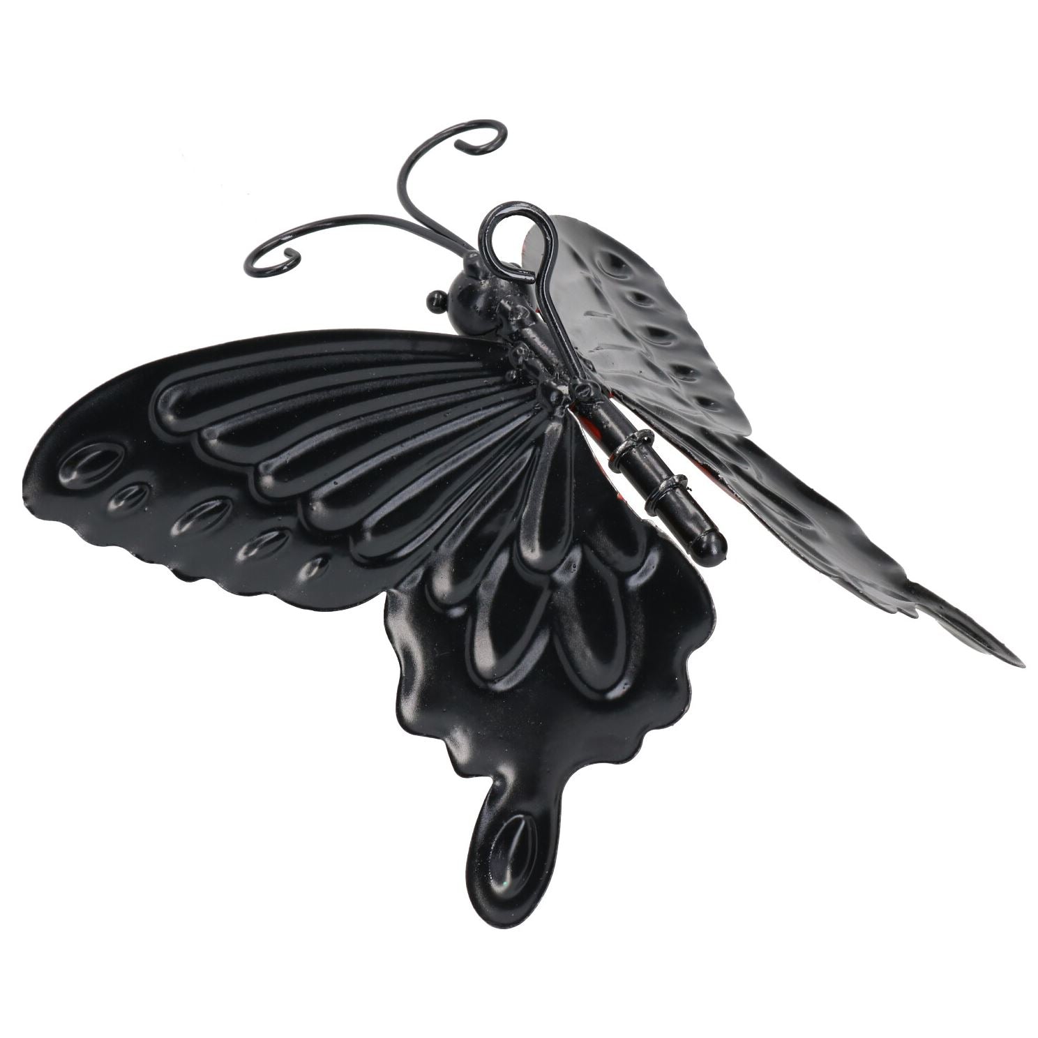 Kleiner 3D-Schmetterling aus rotem Metall, Wanddekoration für den Garten/zu Hause, 7 x 12 x 14 cm