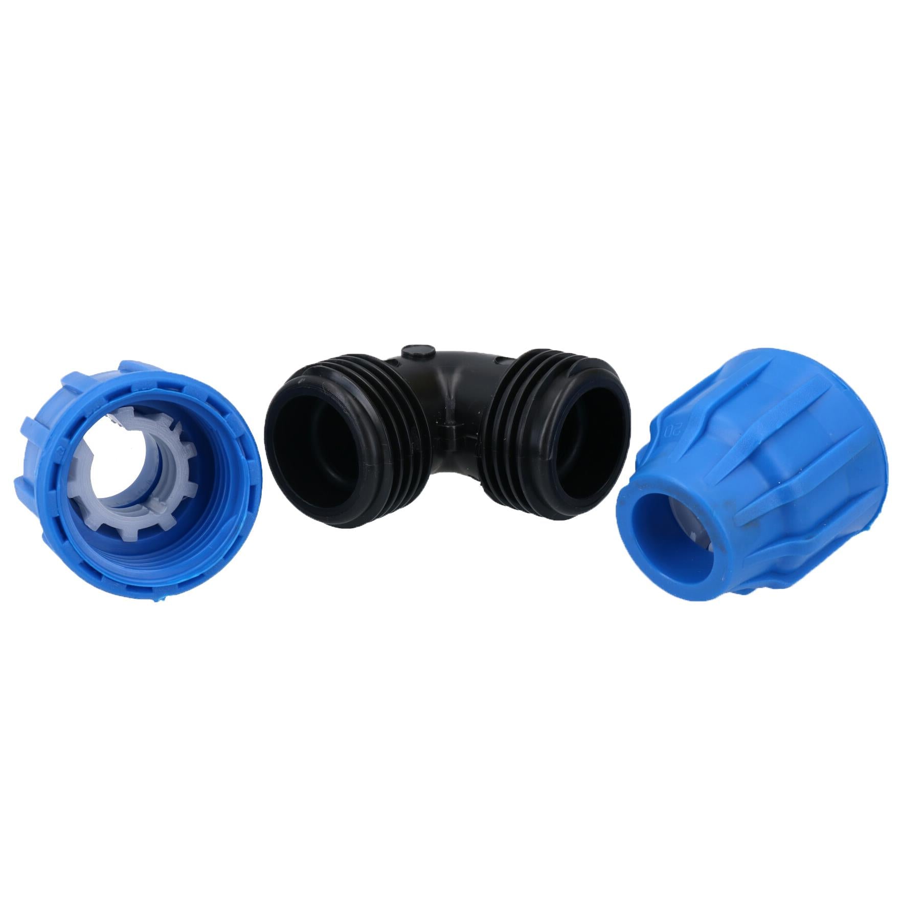 20 x 20 mm MDPE-Winkelstück, 90 Grad, Kompressionskupplung, Anschlussstück
