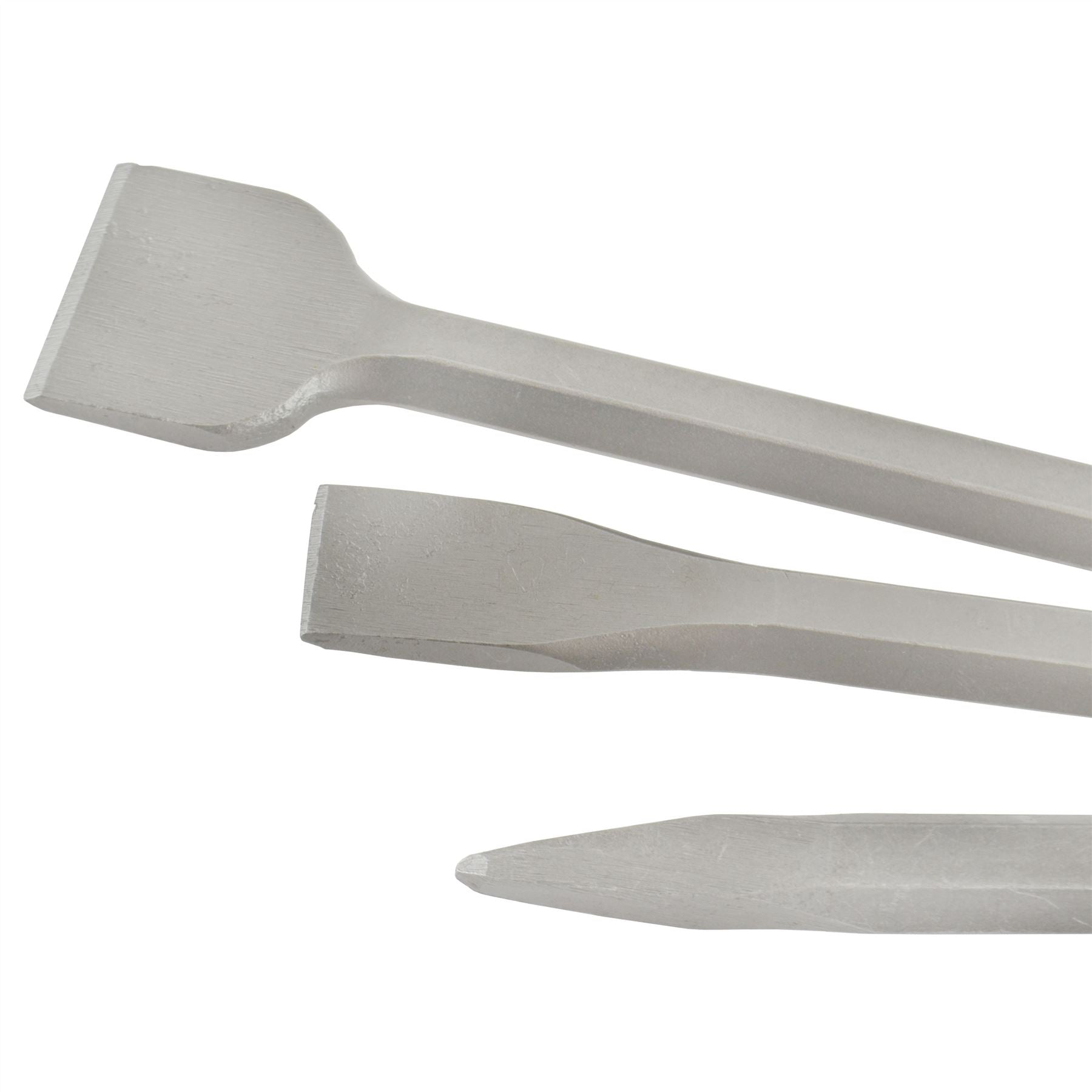 Jeu de burins SDS Plus 3 pièces, tige hexagonale de 15 mm, pointe/tête plate, acier de 20 et 40 mm, SIL082