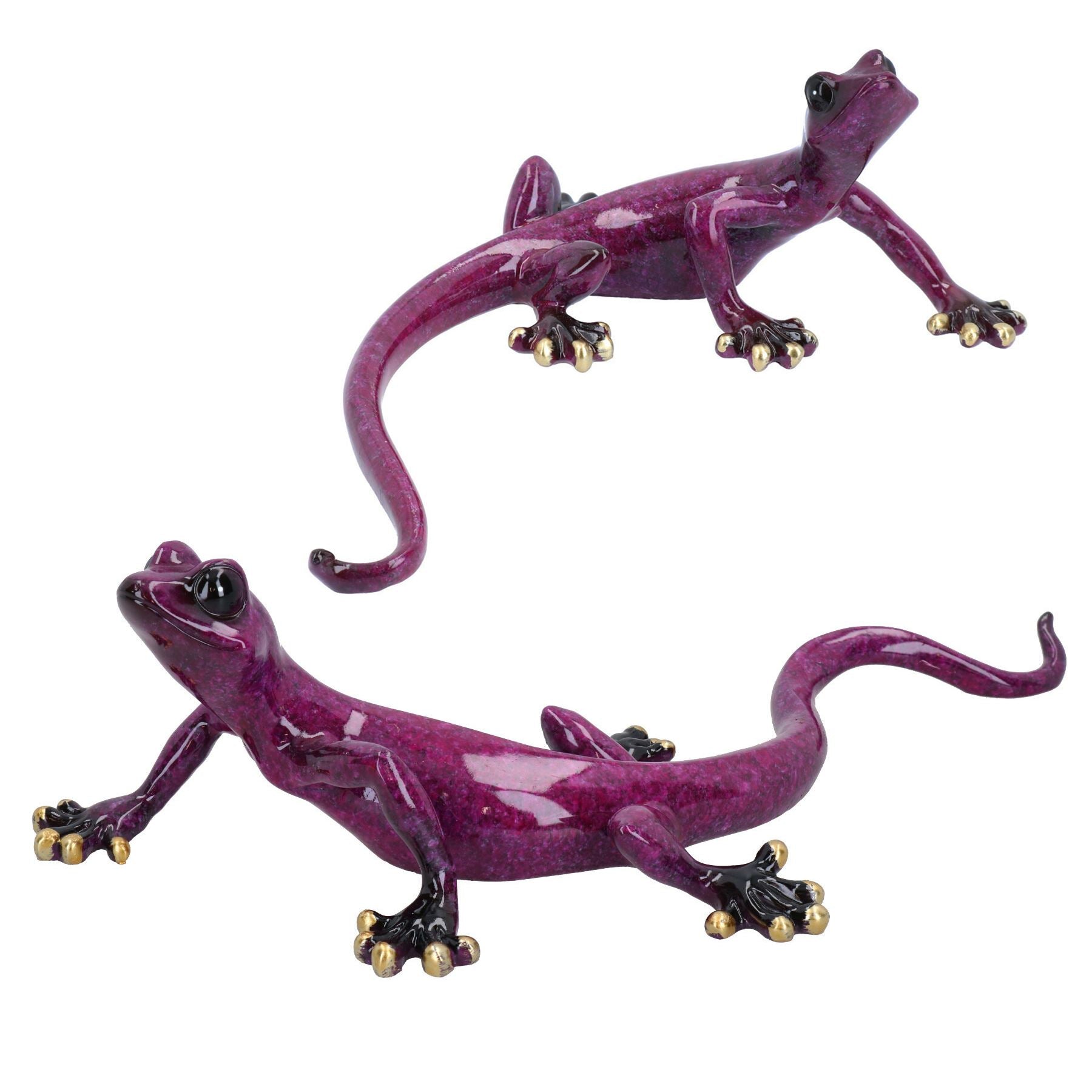 Lila gesprenkelte Gecko Eidechse Harz Wand Schuppen Skulptur Dekor Statue voller Satz
